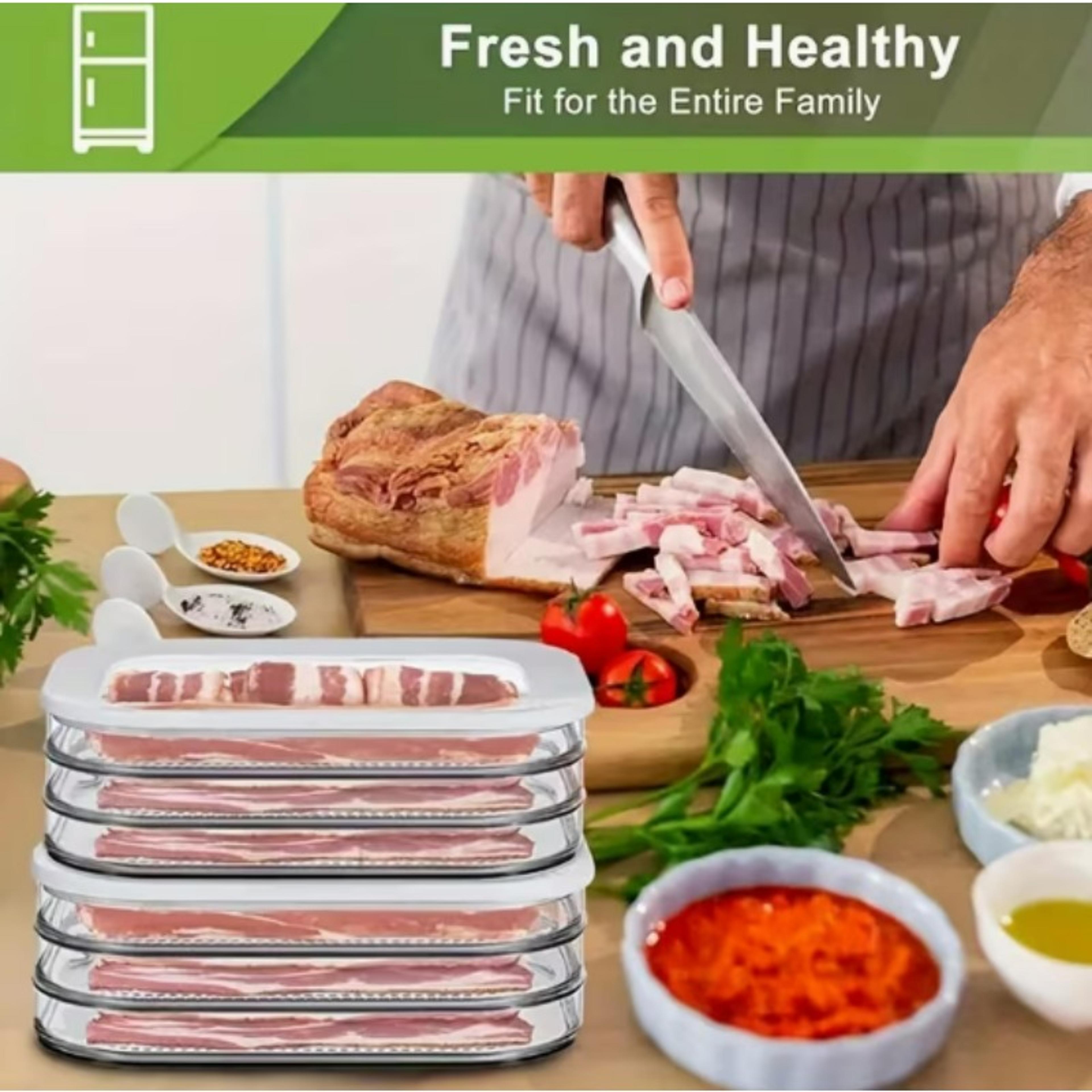 Premium Stackable Fridge Meat  Meal Prep Storage Box Airtight Food Keeper 3
