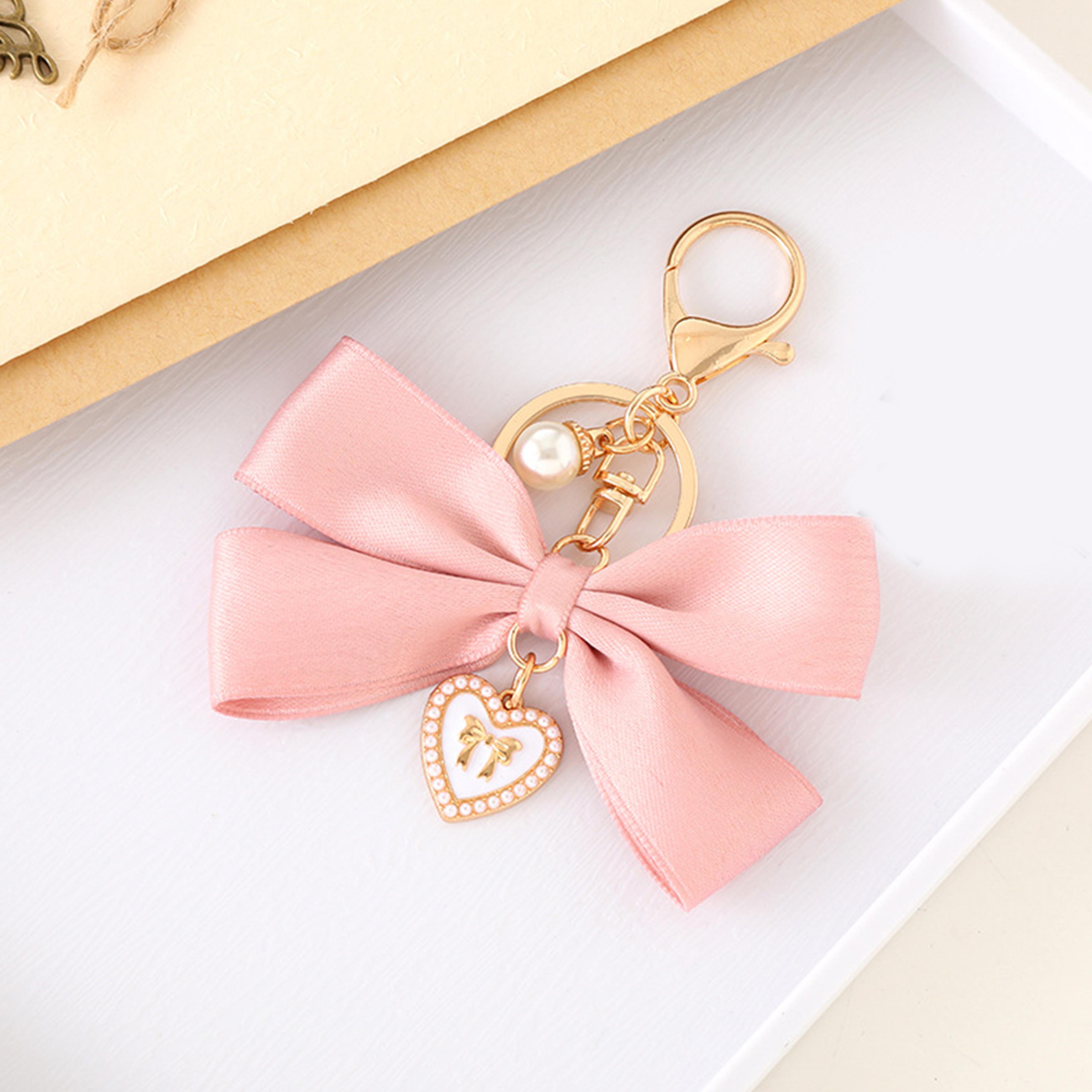 Elegant Pearl Ribbon Keychain For Women Bag Charm  Accessories 9
