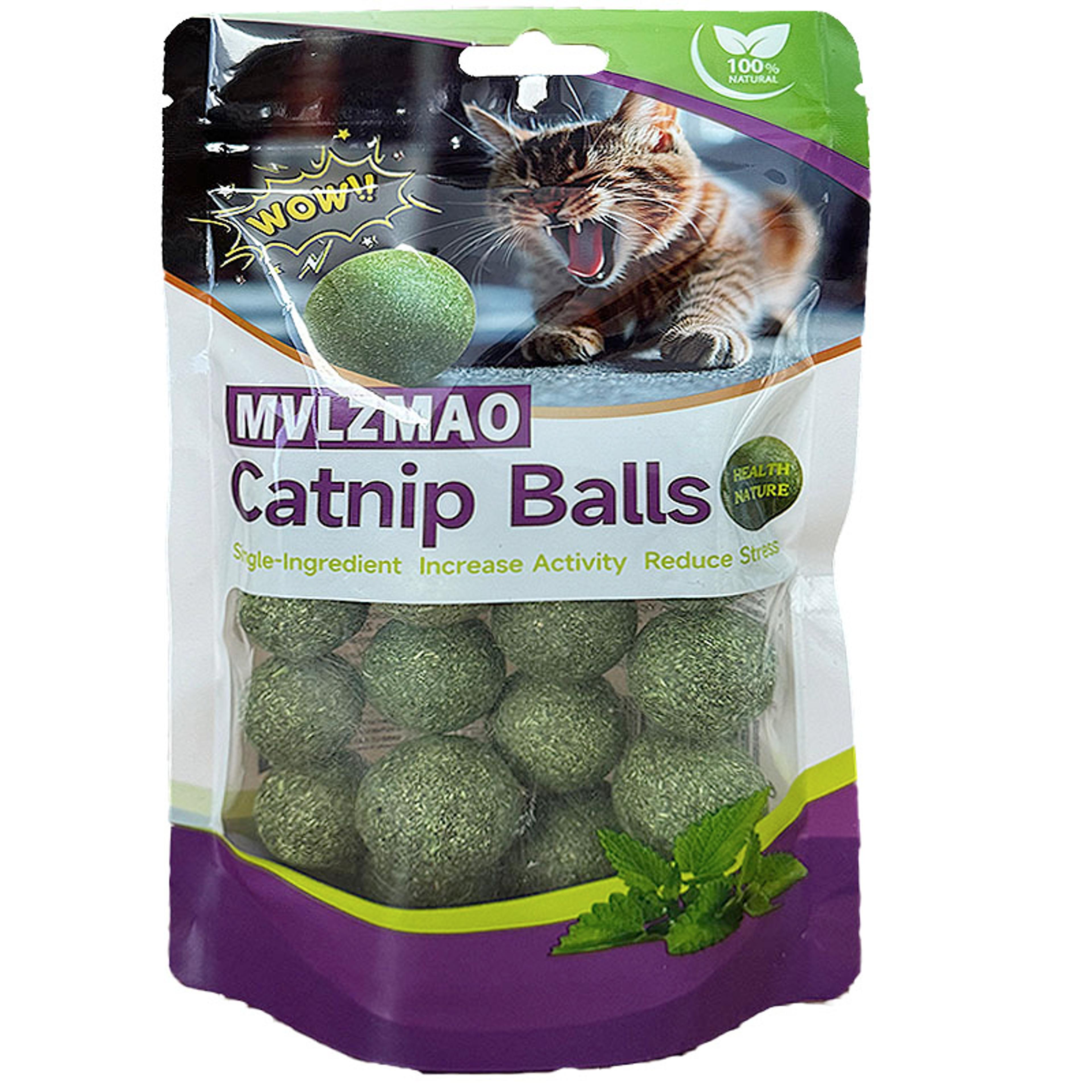 interactive catnip mint ball toy for cats dental cleaning & digestive support