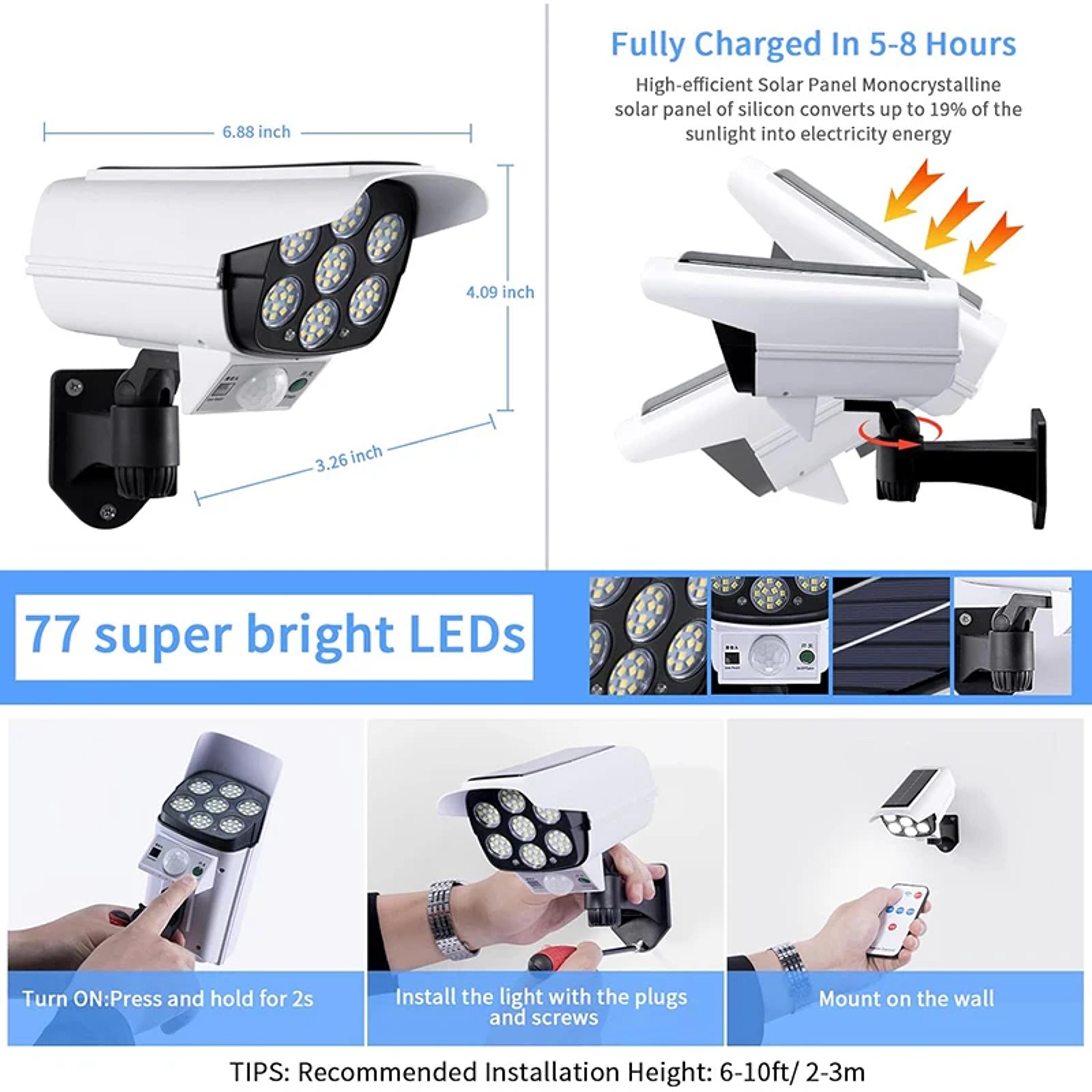 Solar Security Light Dummy Camera With Motion Sensor  Modes Outdoor Waterproof Garden Protection 4