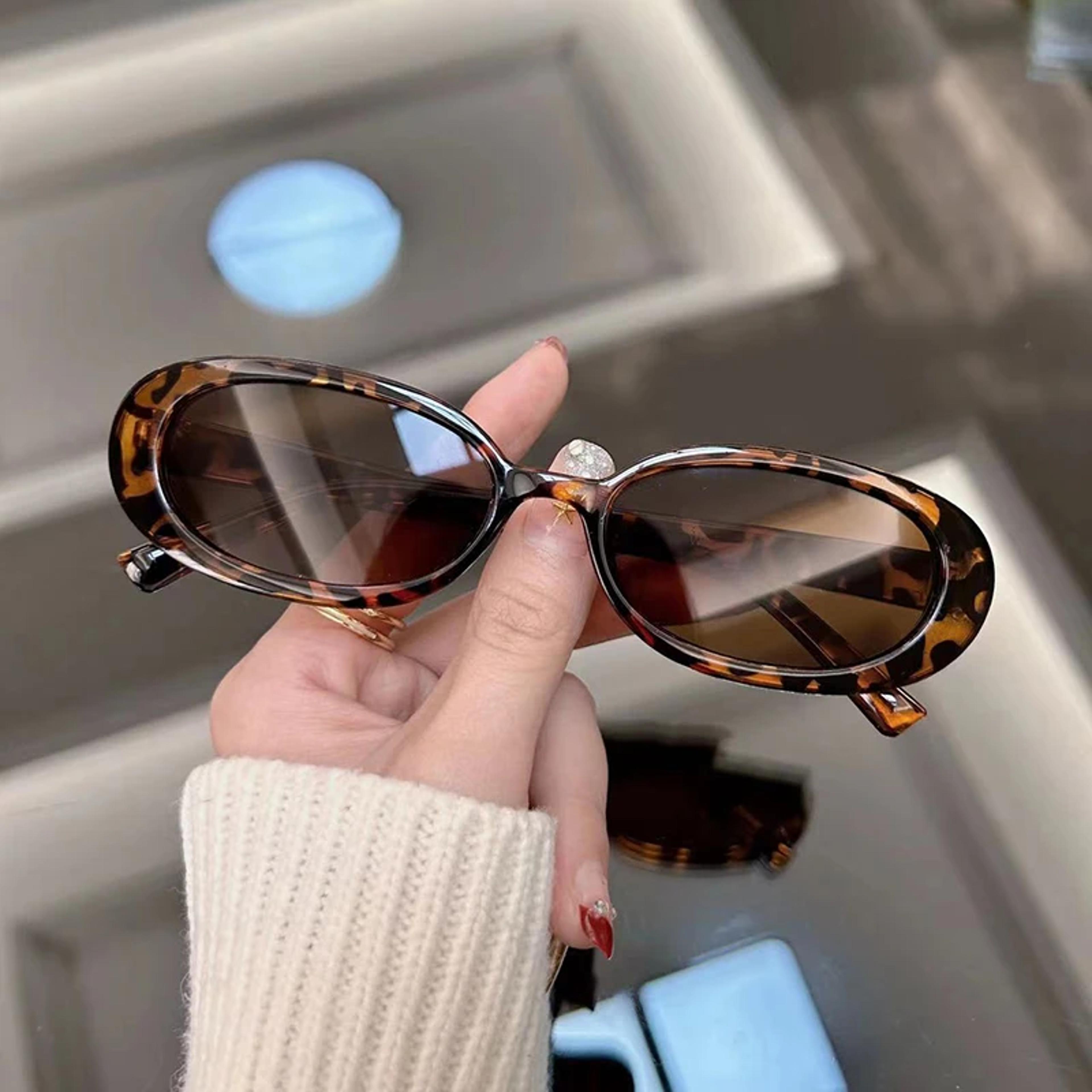 Vintage Leopard Oval Sunglasses For Women Retro Mirror Shades 6