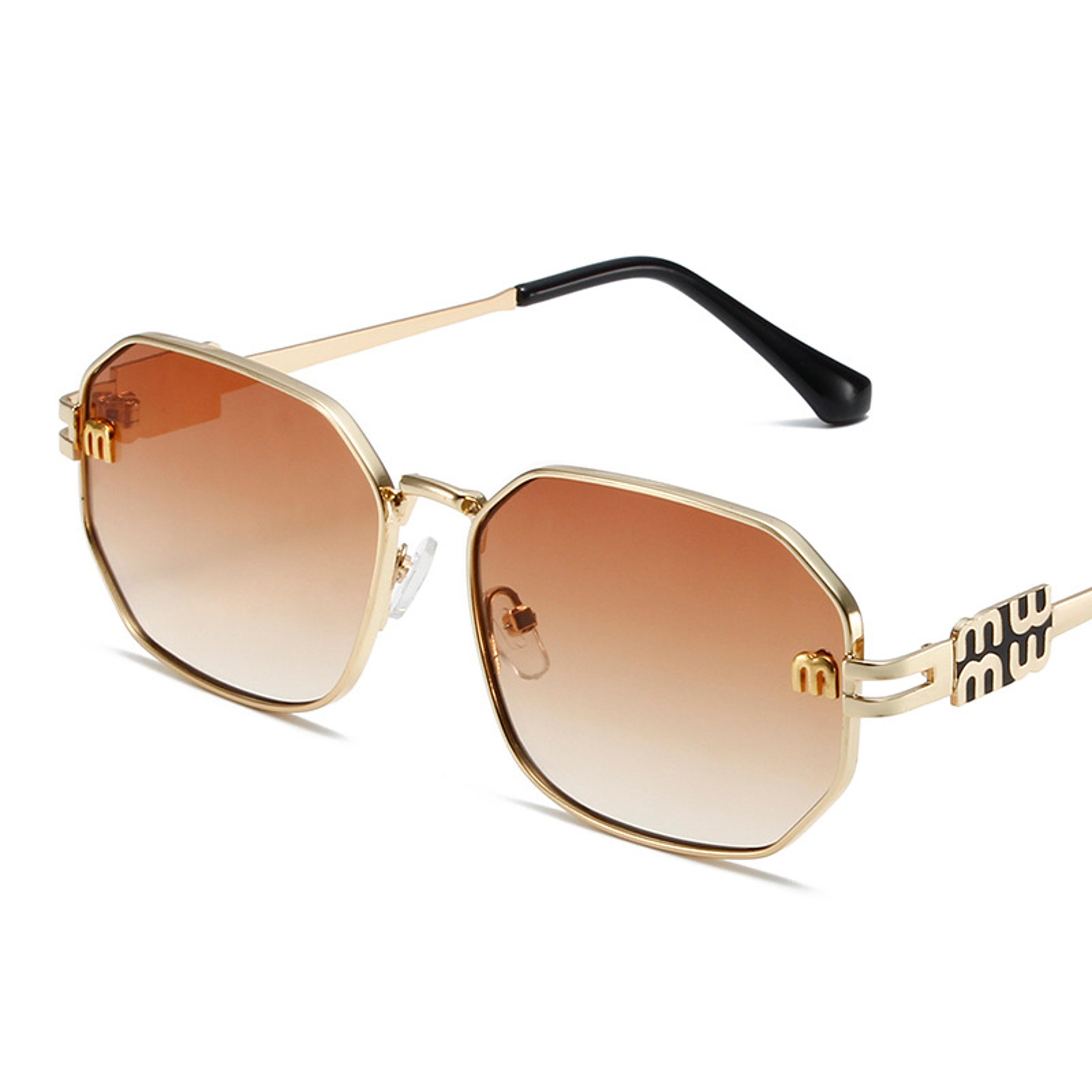 Vintage Luxe Rectangle Sunglasses For Women Metal Frame Designer Eyewear 3