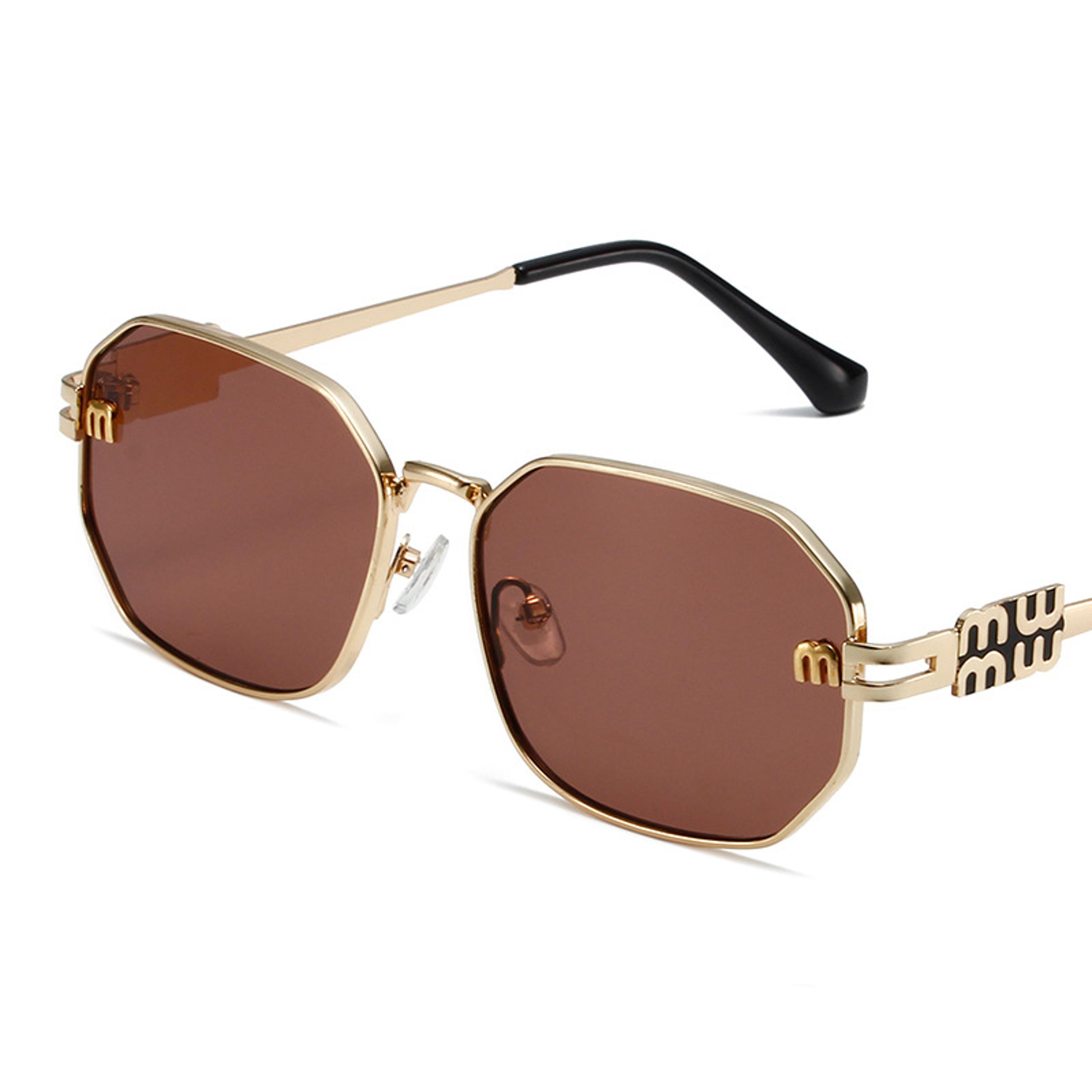 Vintage Luxe Rectangle Sunglasses For Women Metal Frame Designer Eyewear 6