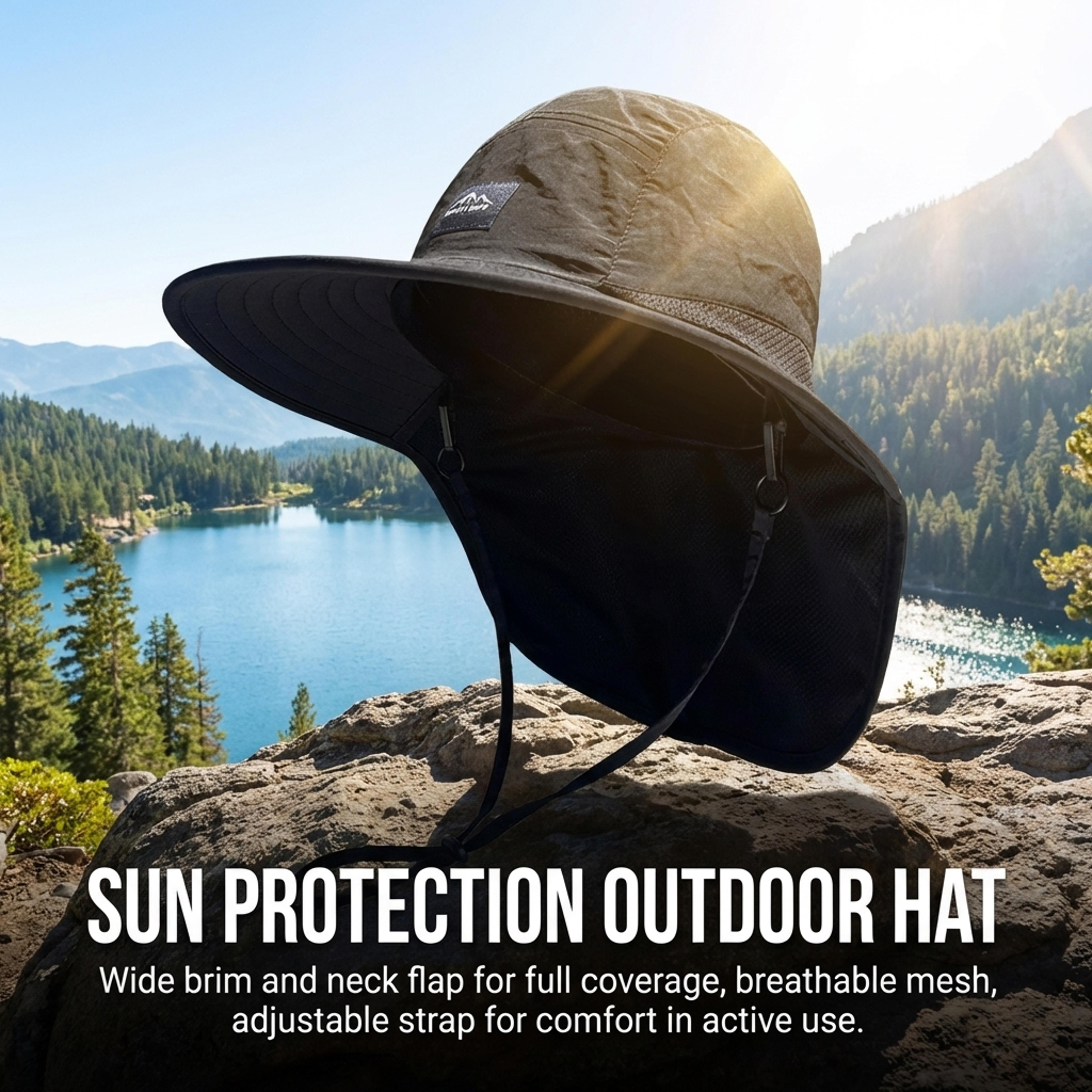 Unisex Wide Brim Sun Protection Bucket Hat With Neck Flap Quick Dry Fishing Hiking Hat 1