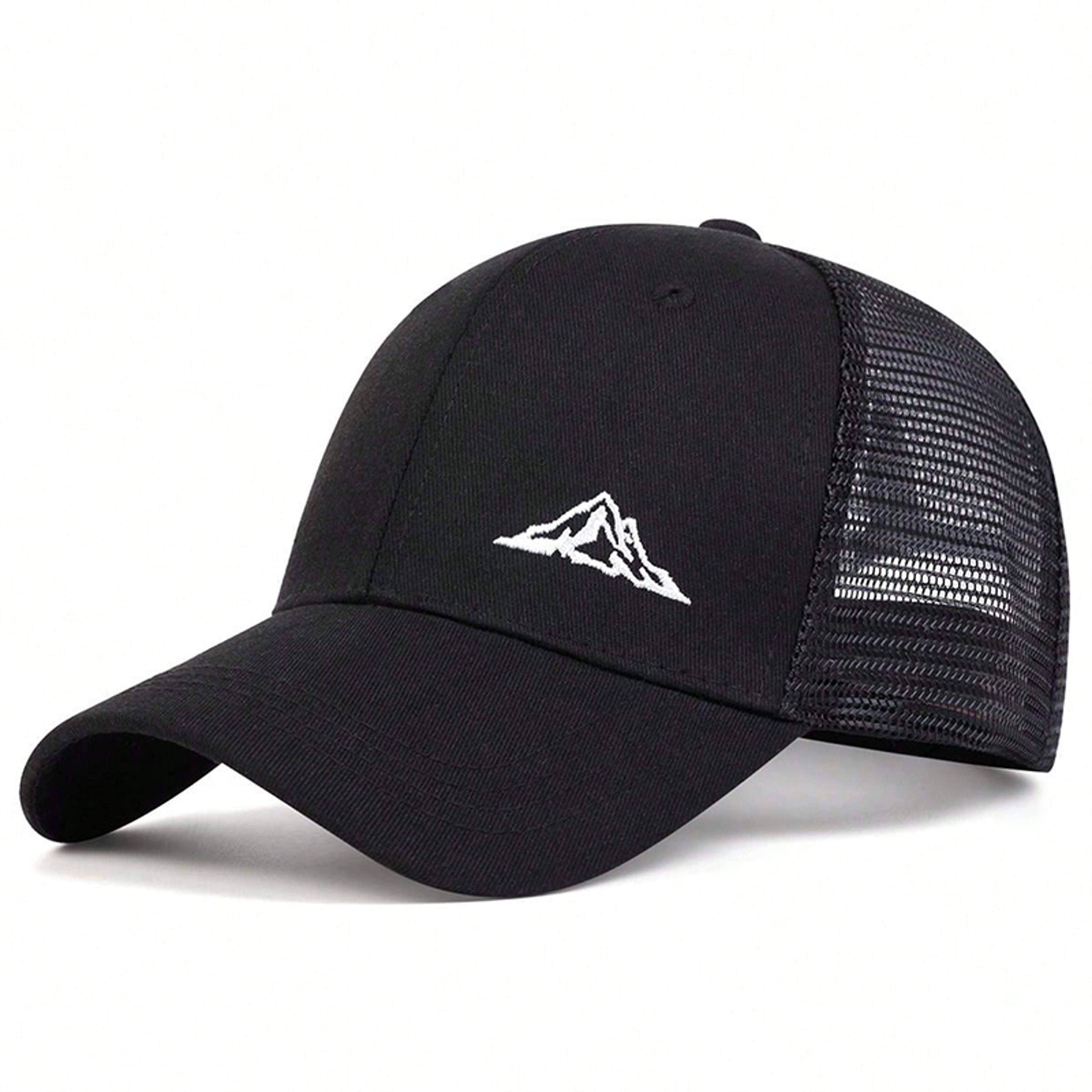 Mountain Range Embroidered Mesh Baseball Cap Sun Protection Outdoor Adjustable Hat 1