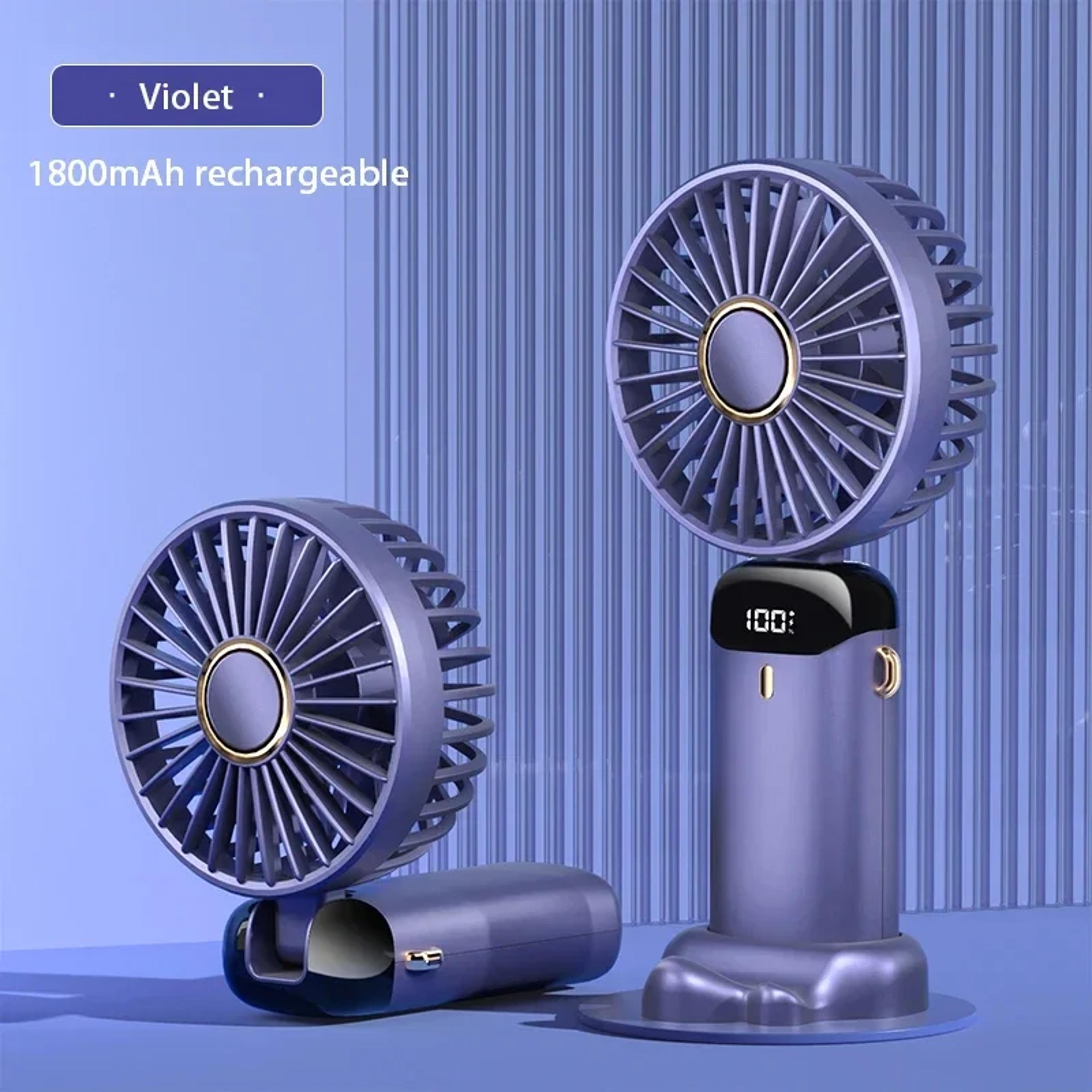 Portable Neck Fan USB Rechargeable Speed Foldable Handheld Cooling Fan With Phone Stand  Display 7