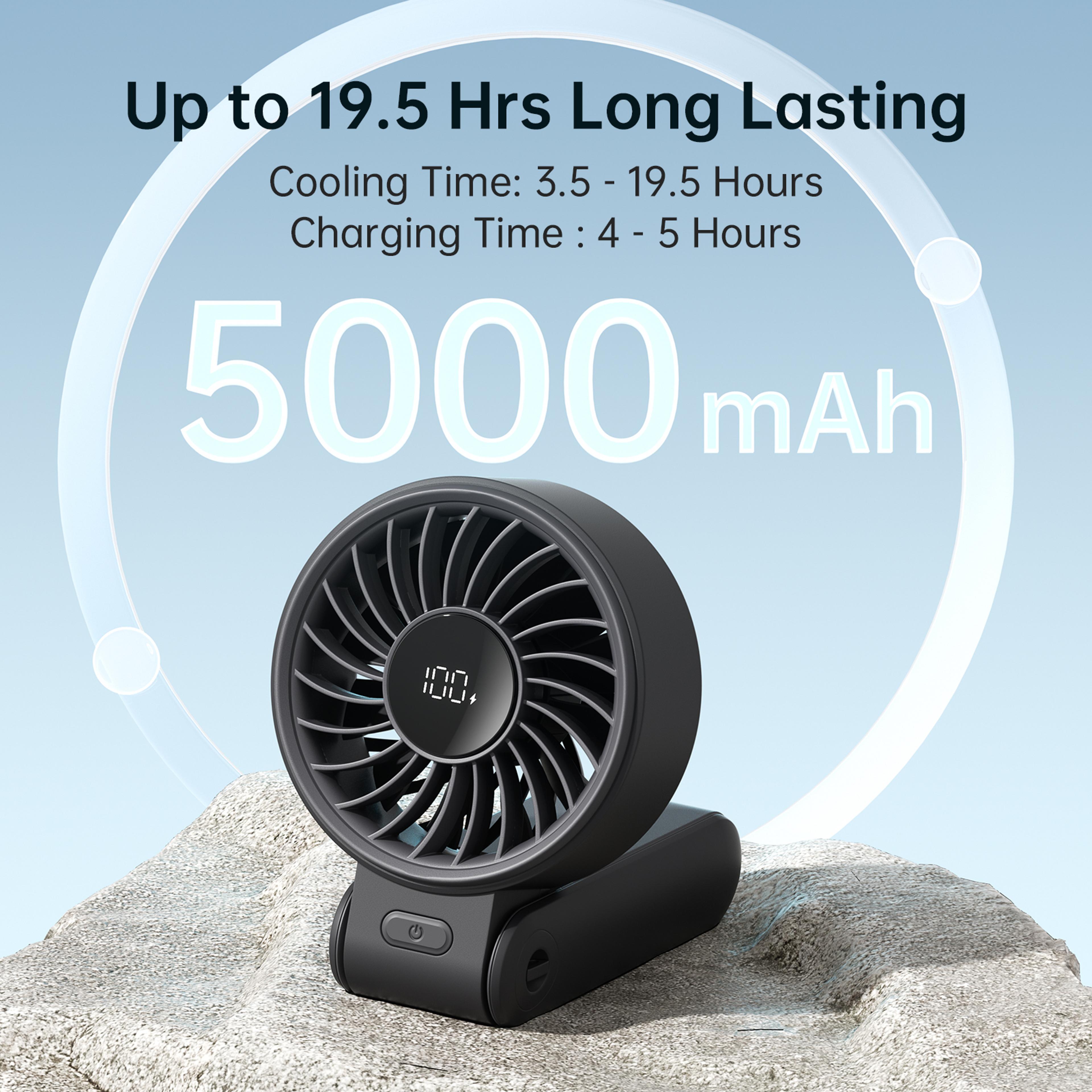 JISULIFE Portable Handheld Fan With LED Display  Rechargeable Battery 9