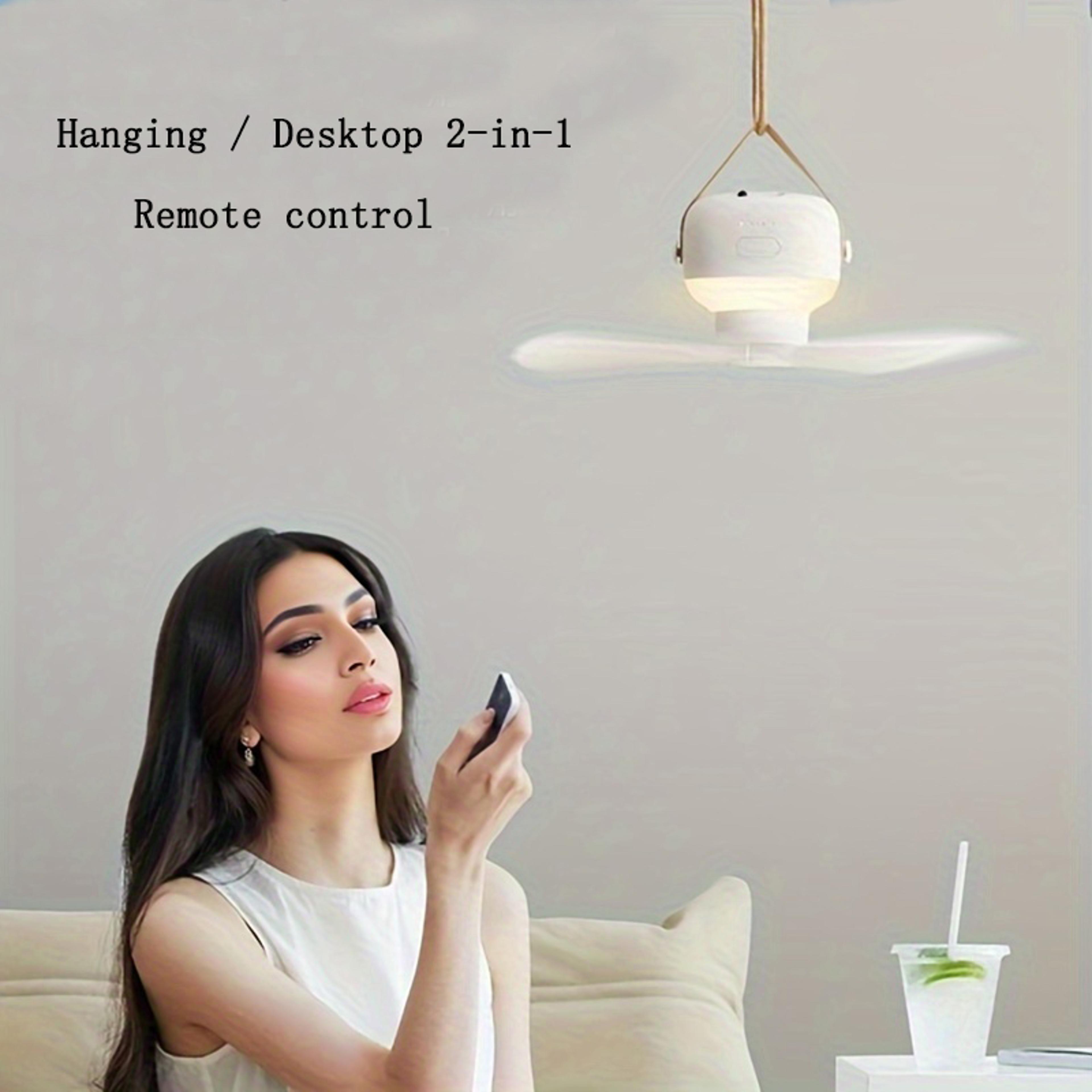 GlowBreeze Portable Ceiling Fan With Light For Dorms Mosquito Nets  Bedside Cooling 1