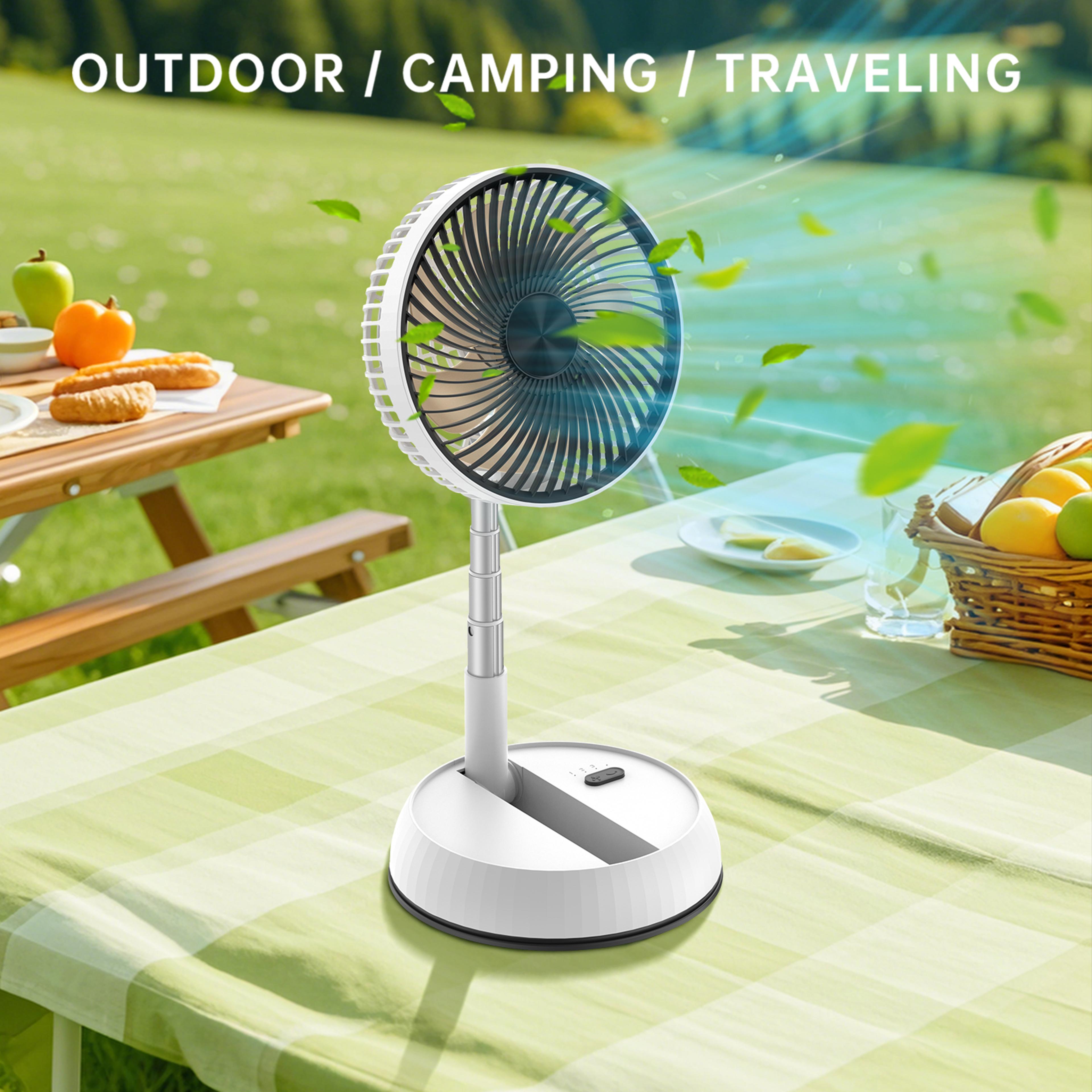 Portable Rechargeable Folding Oscillating Standing Fan With Remote Control Camping Pedestal Fan 1
