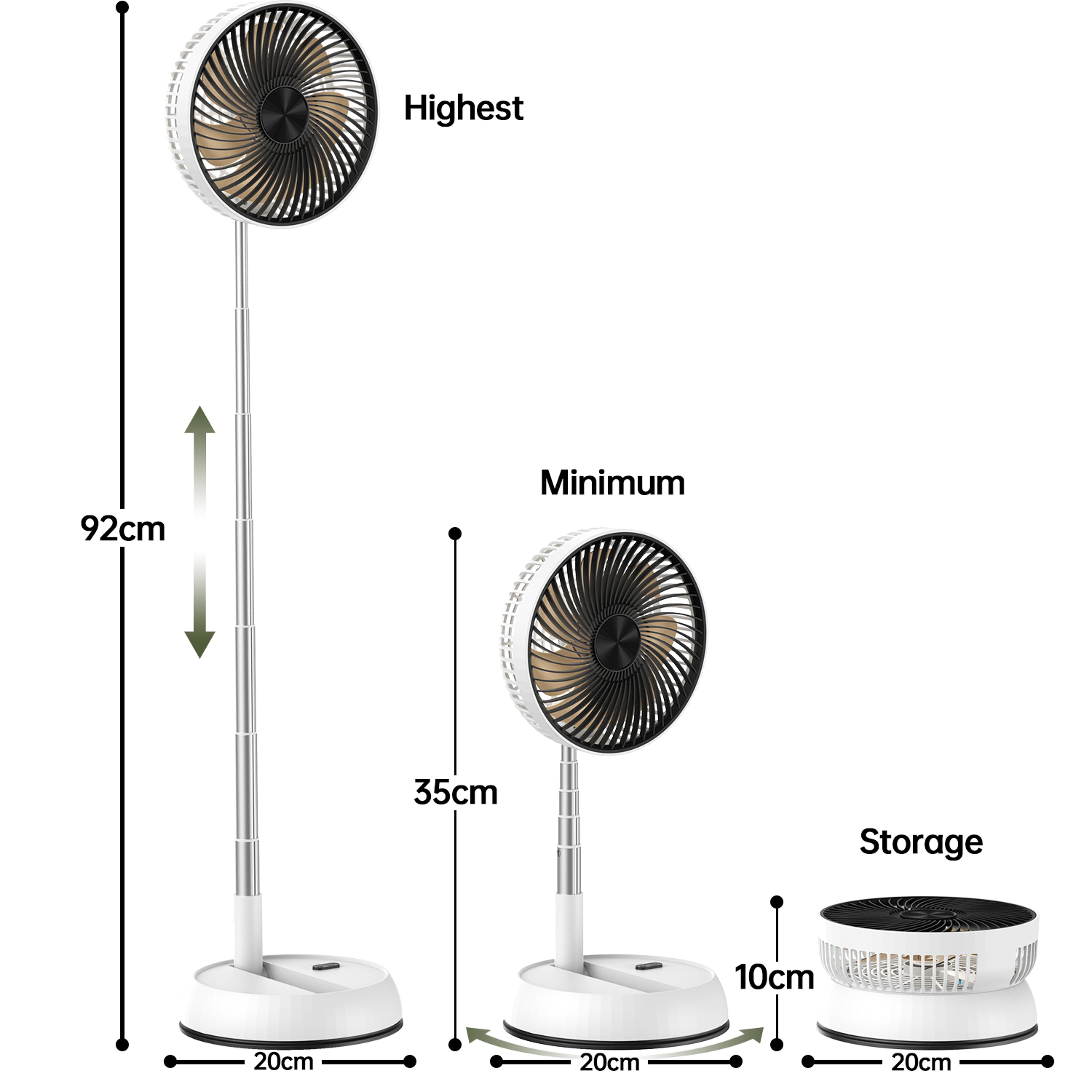 Portable Rechargeable Folding Oscillating Standing Fan With Remote Control Camping Pedestal Fan 4