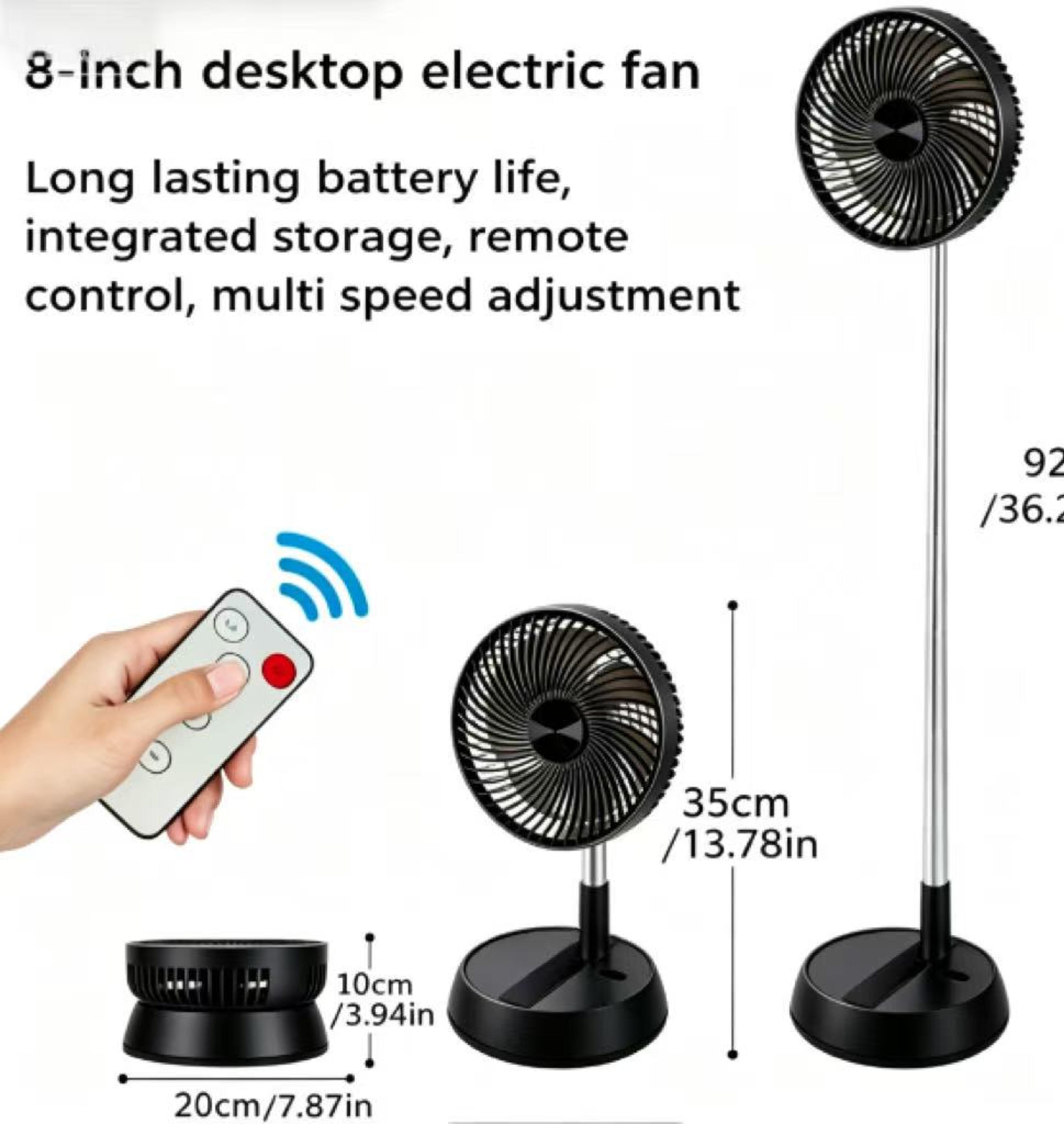 Portable Rechargeable Folding Oscillating Standing Fan With Remote Control Camping Pedestal Fan 6