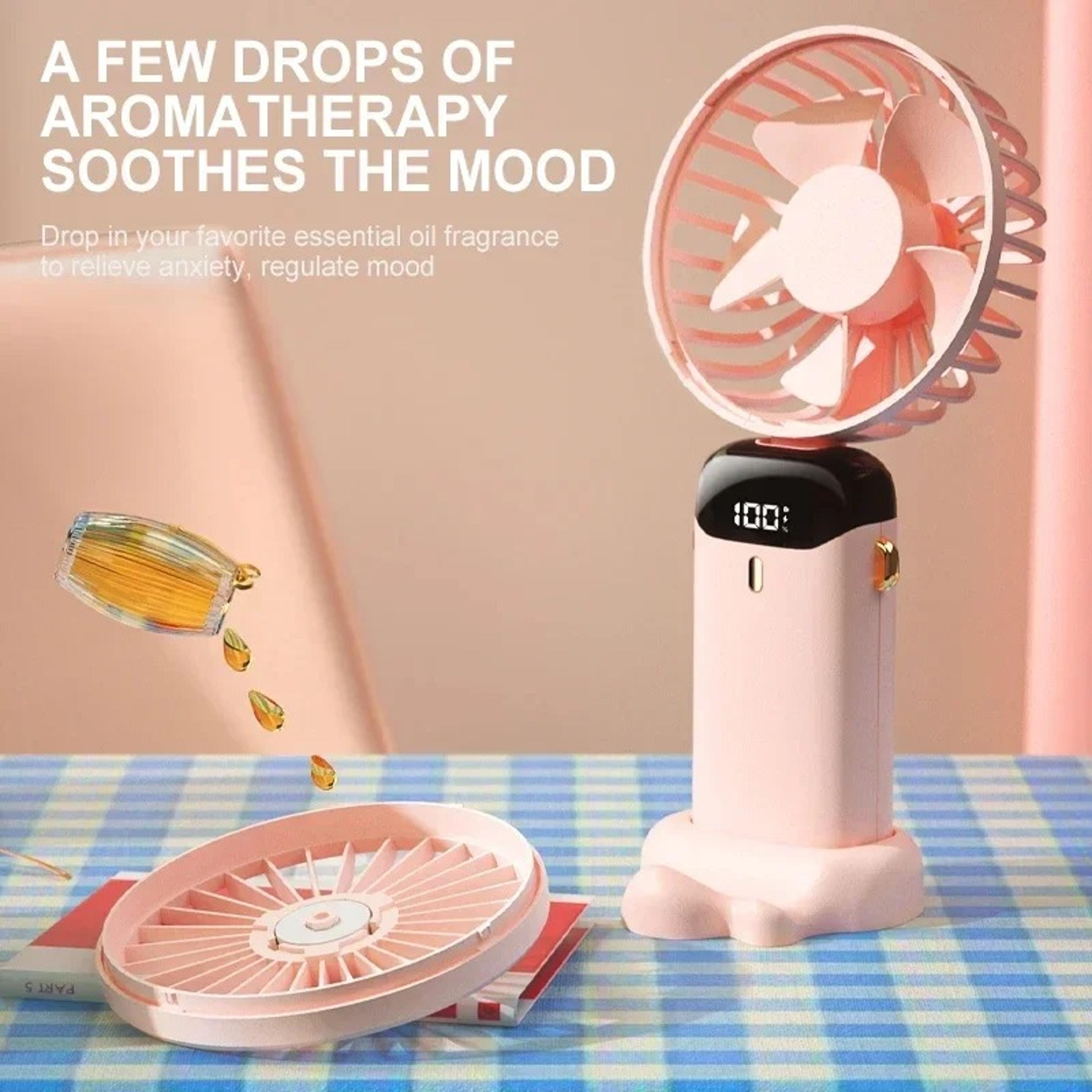 USB Rechargeable Portable Mini Fan Speed Foldable Handheld Neck Fan With Phone Stand 2