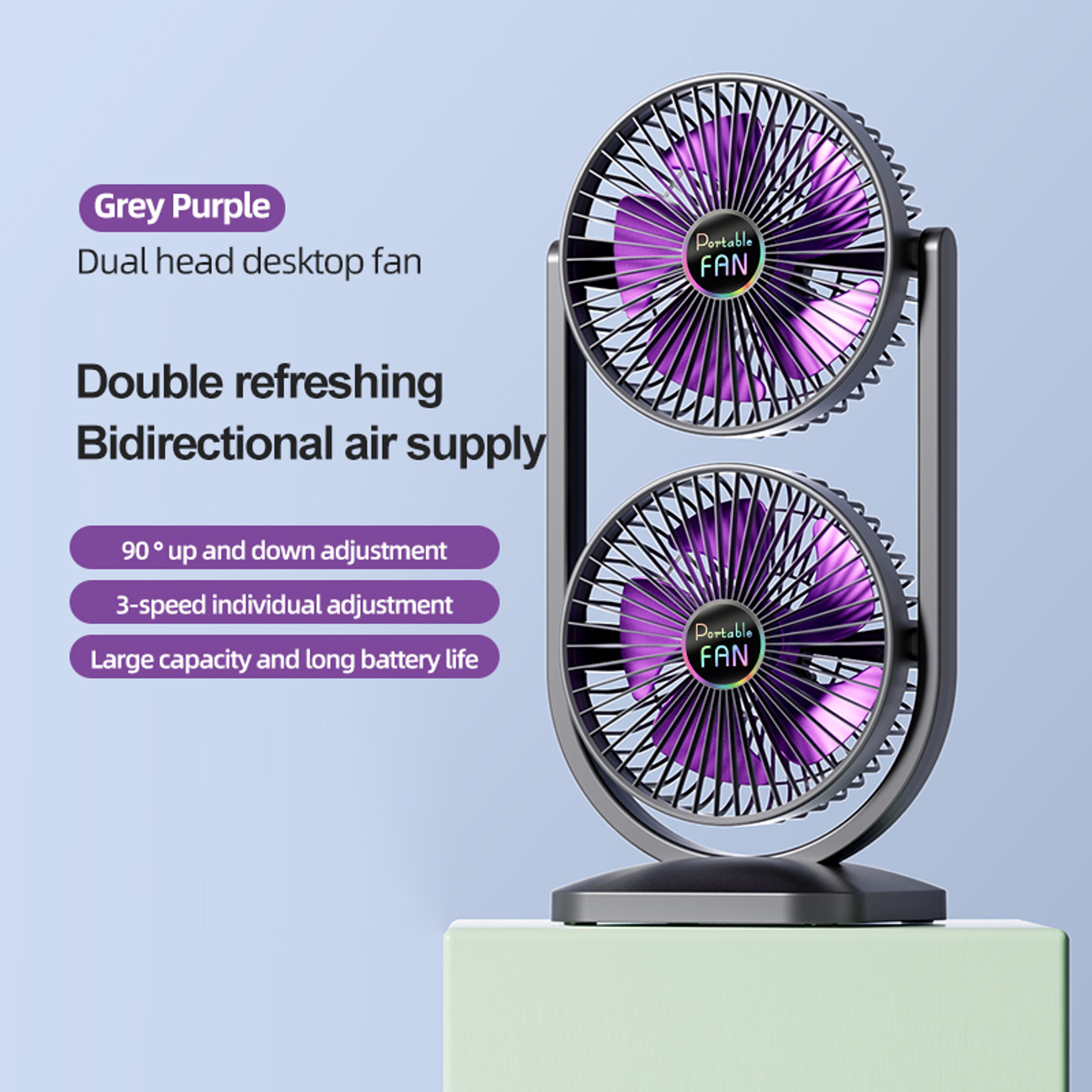 Rechargeable USB Desktop Fan Portable Mini Rotating Air Cooler For Office Home  Travel 4