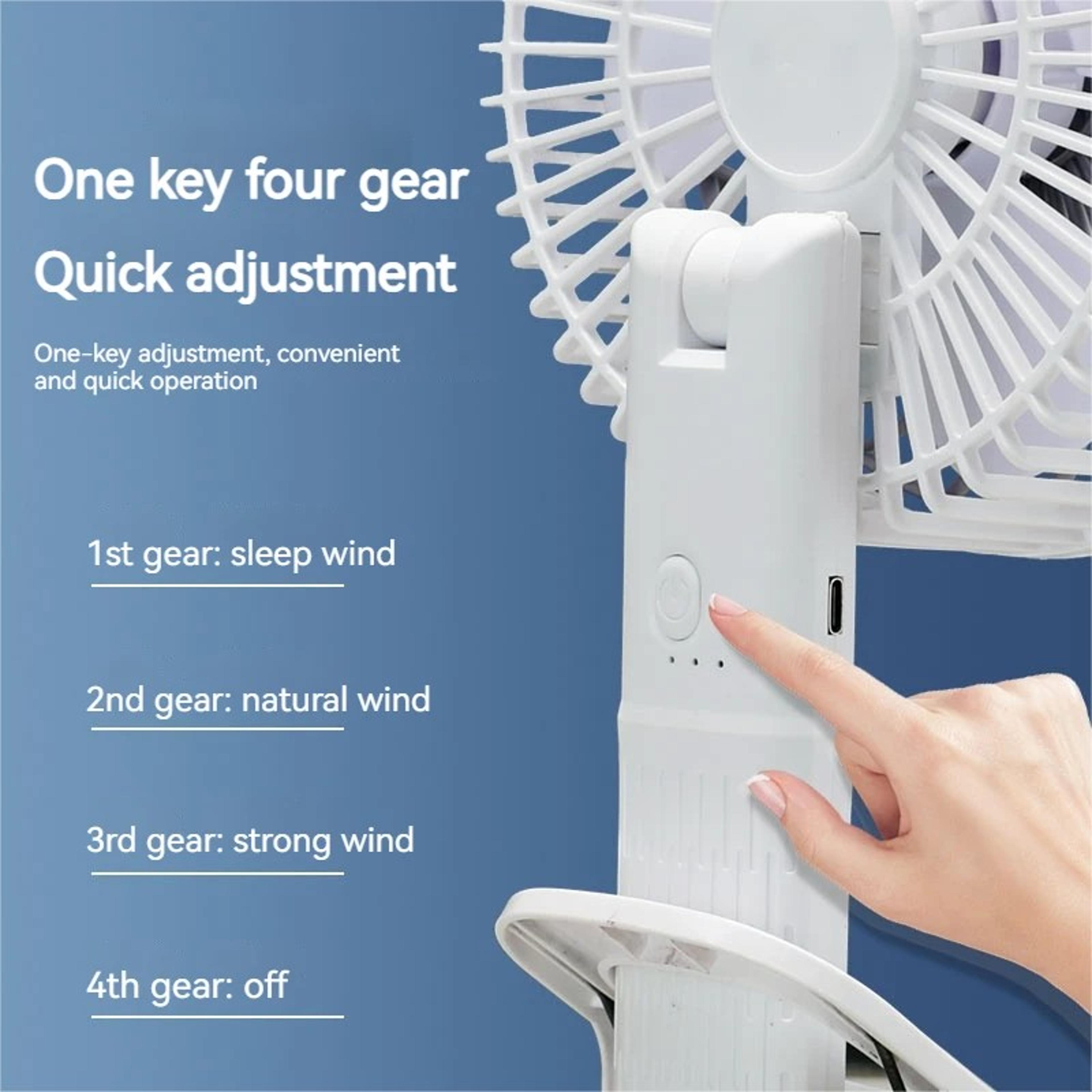 Portable Wireless Clip Fan Speed Rechargeable Mini Desktop  Camping Cooling Fan Detachable Base 3