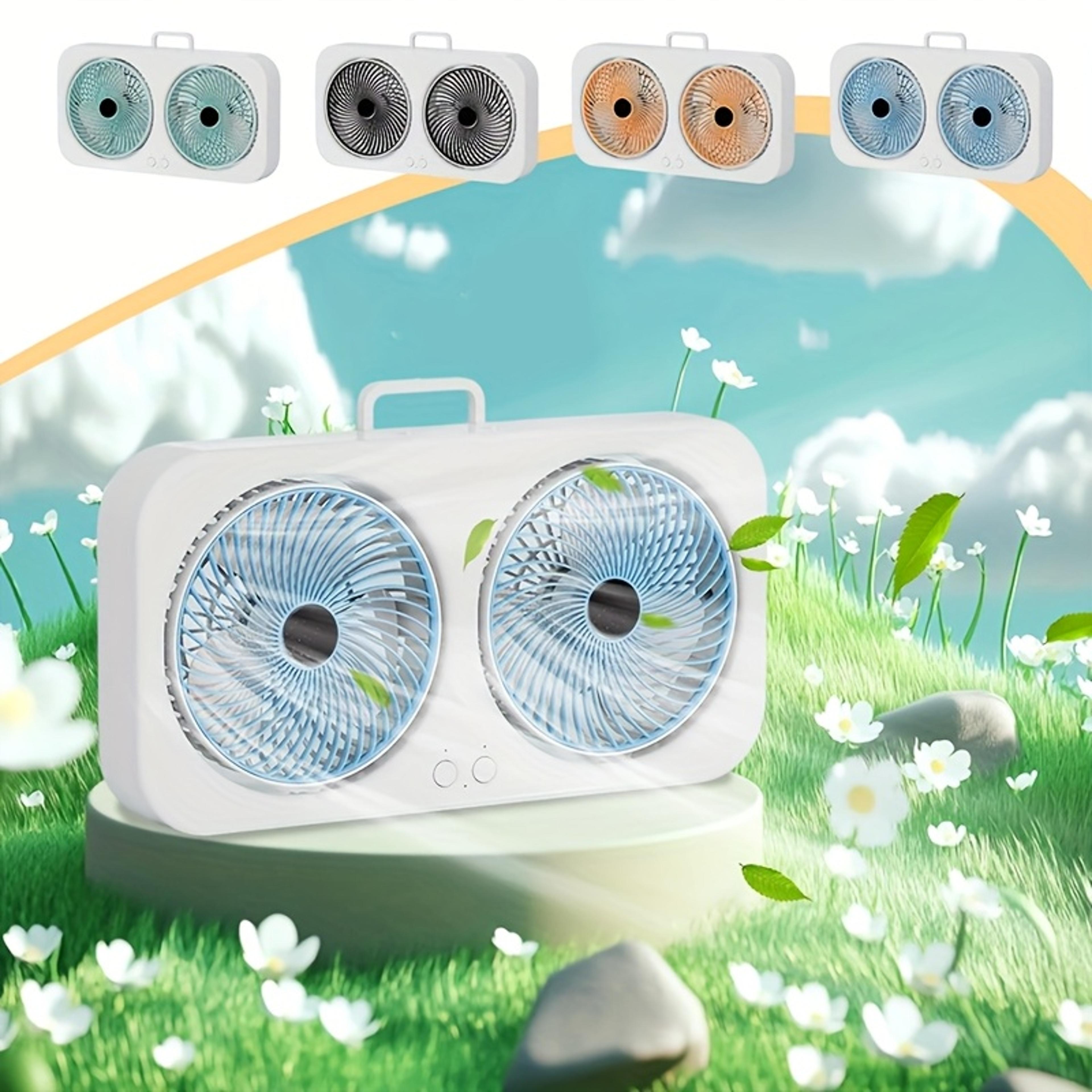 CoolBreeze Dual Head Rechargeable Fan Portable Wall Mount  Desk Cooling Fan 1