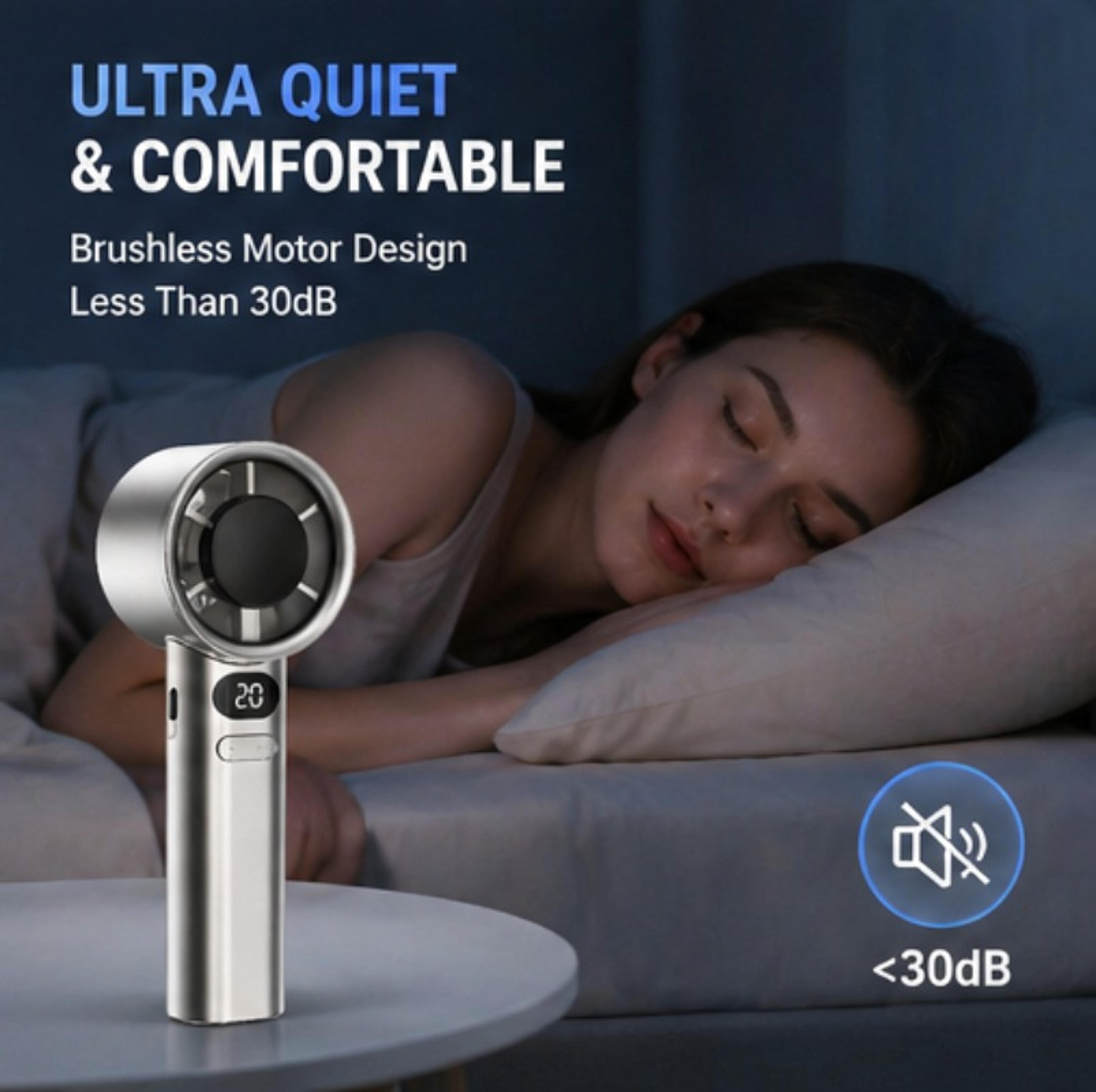 High Speed Portable Turbofan Handheld Fan USB Rechargeable Digital Display Stepless Control 3