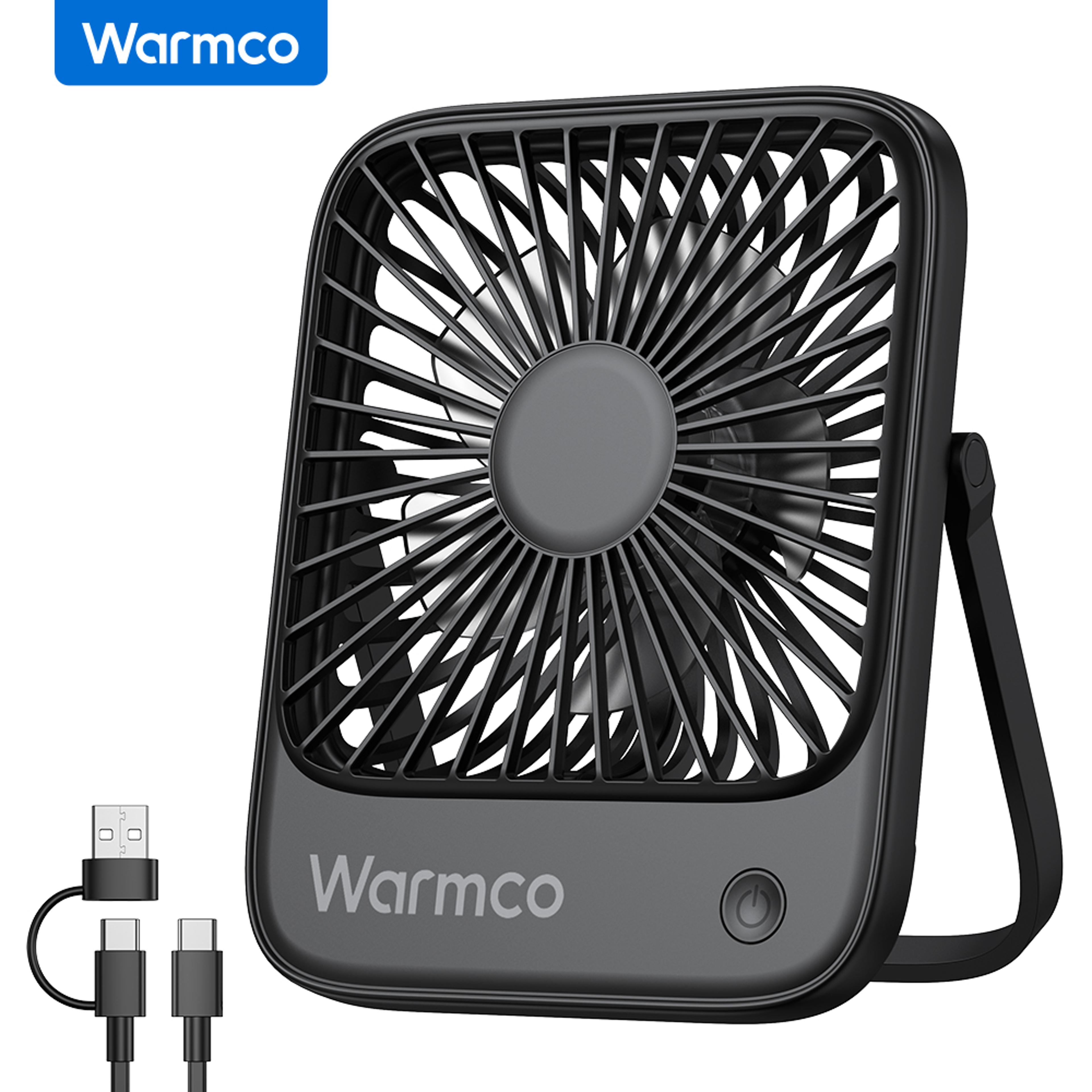 Warmco Mini USB Desk Fan Portable USB C Quiet Desk Cooling Fan Speed Rotation 0