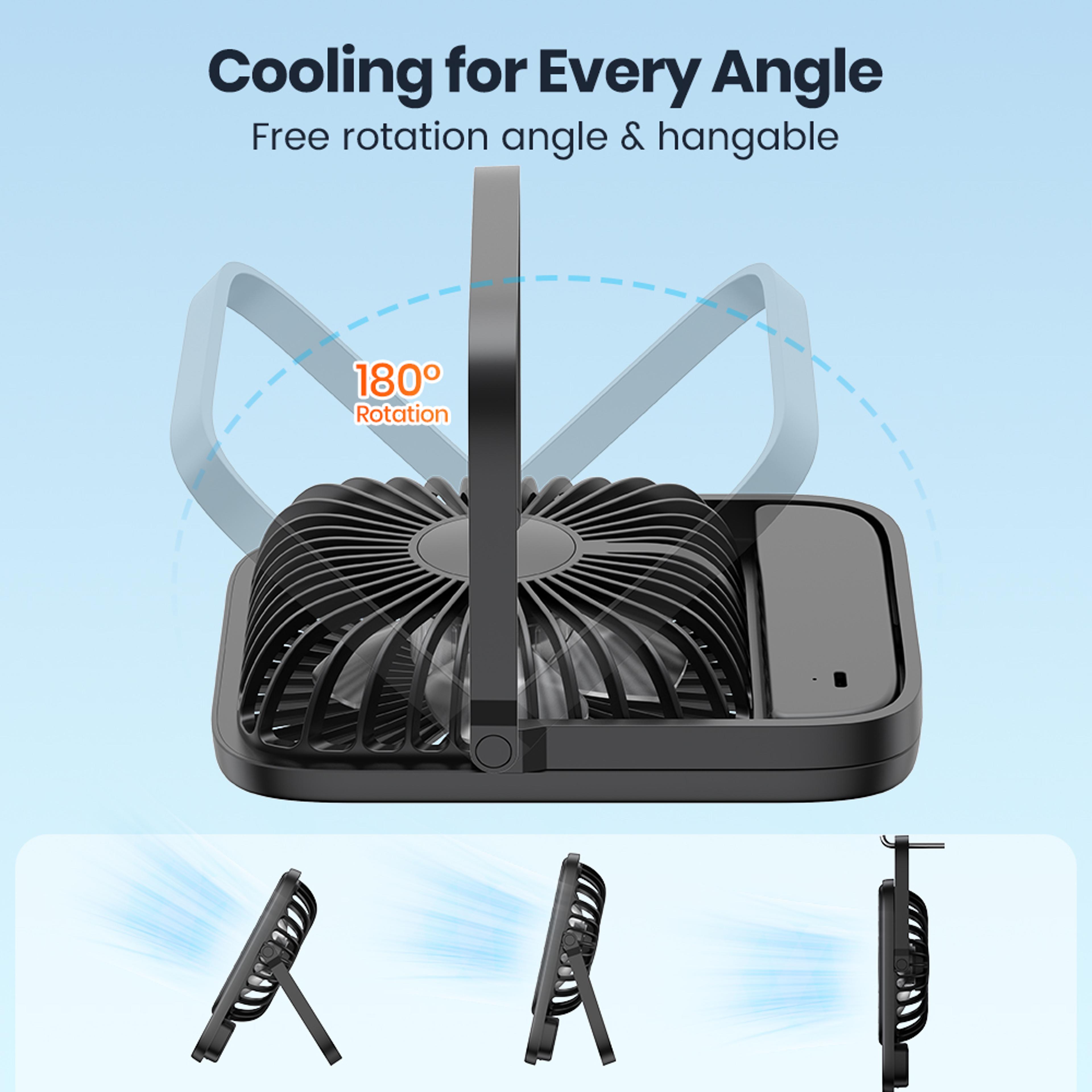 Warmco Mini USB Desk Fan Portable USB C Quiet Desk Cooling Fan Speed Rotation 3