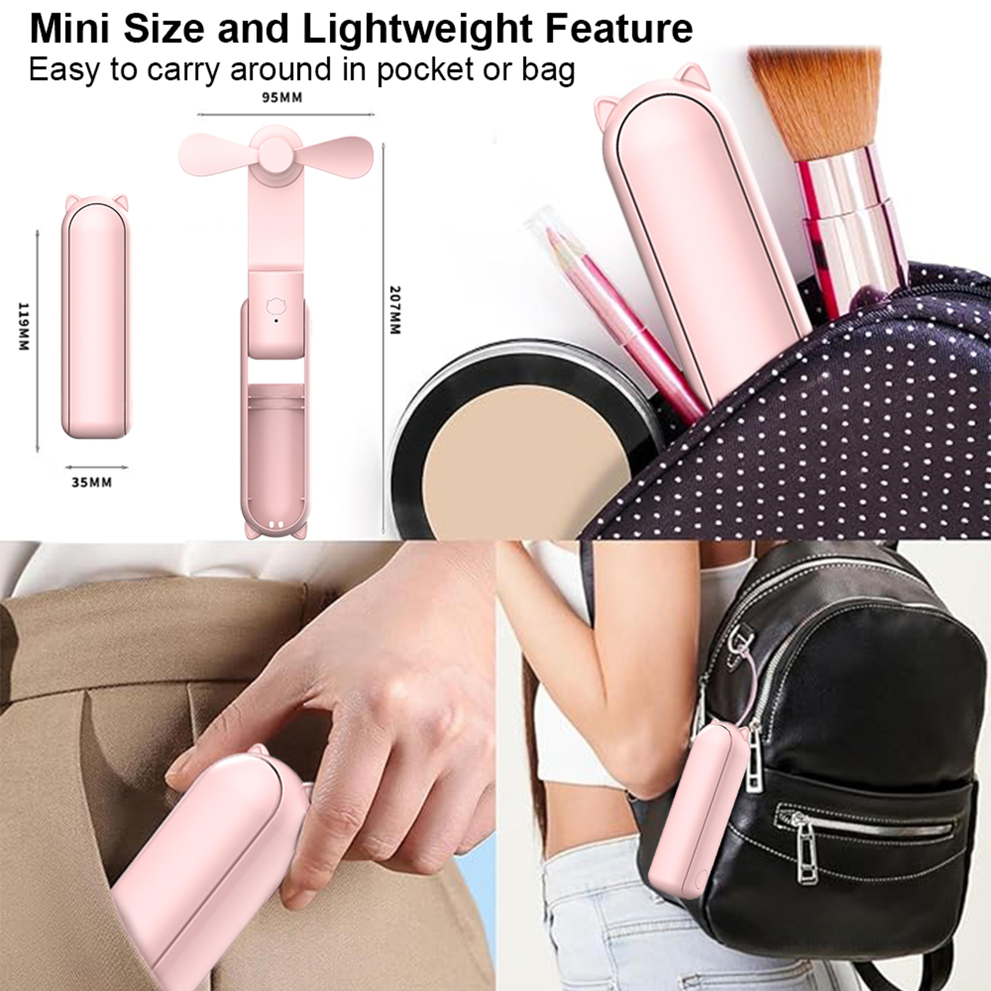 Portable Mini Fan Rechargeable Foldable USB Handheld Fan Pocket Travel Cooling Fan 4