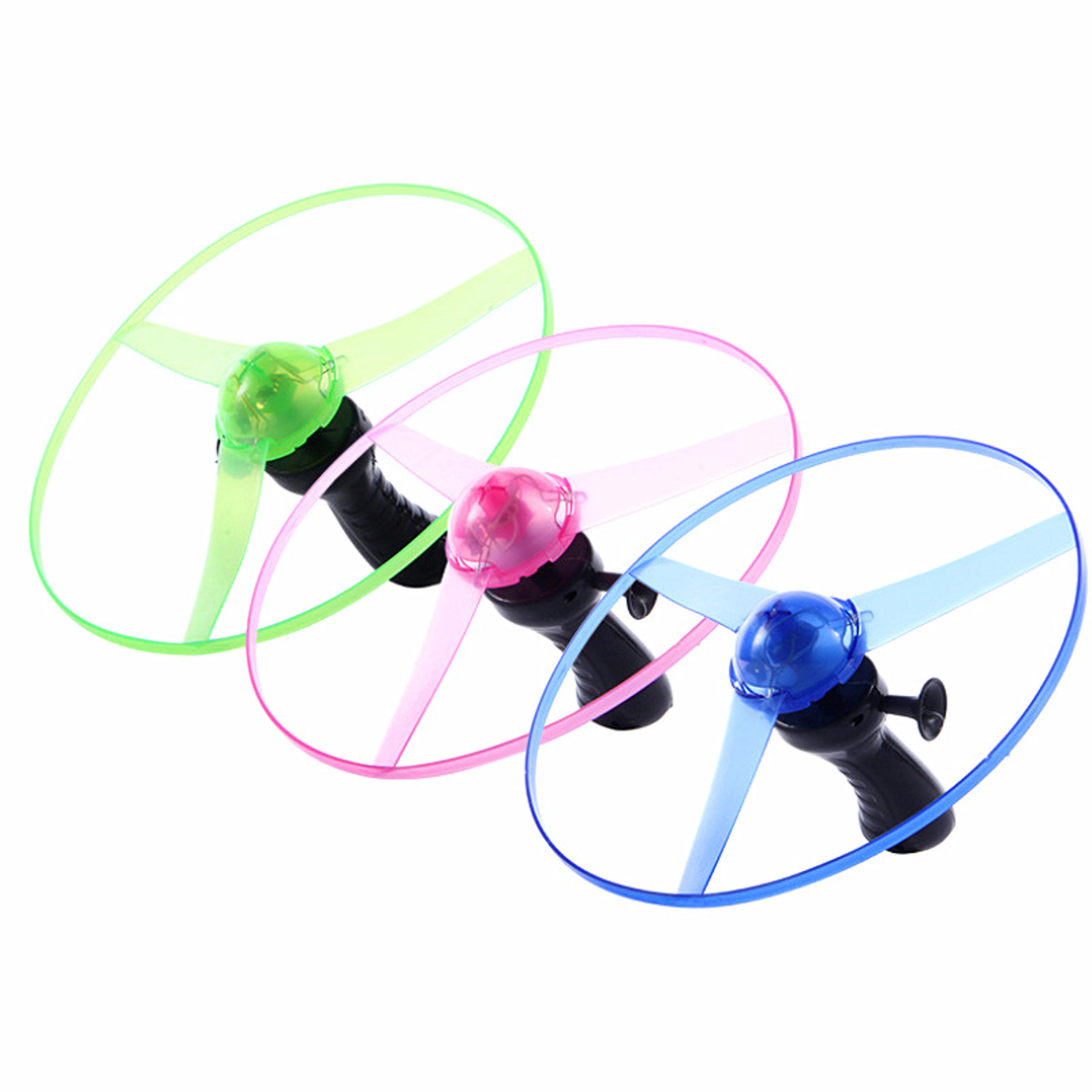 LED Flying Saucer Pull String Flying Disc Kids Outdoor Rotating UFO Toy 4