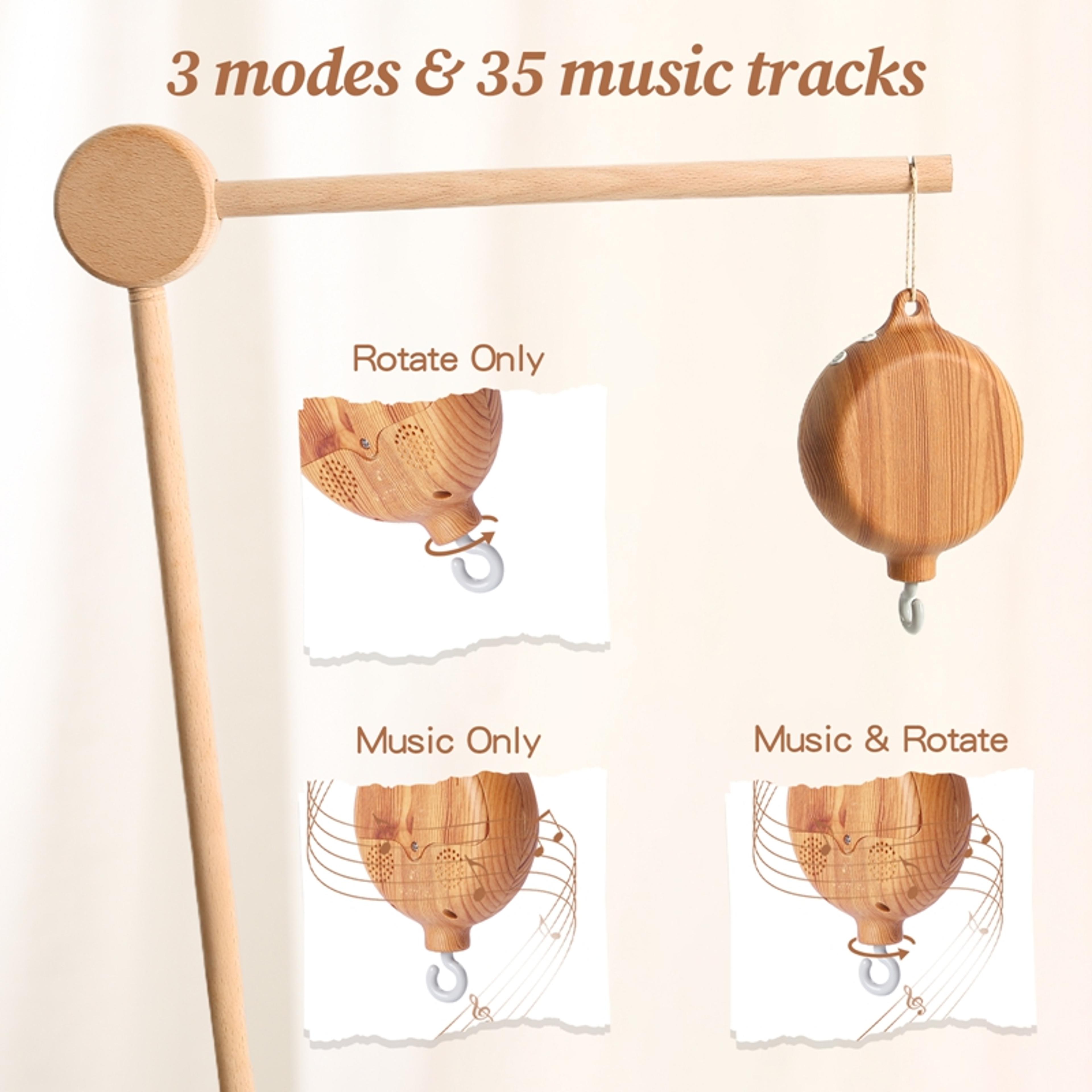 Revolving Music Box For Newborns Baby Crib Imitation Wood Color Hanging Rattle Baby Soothing Musica 2