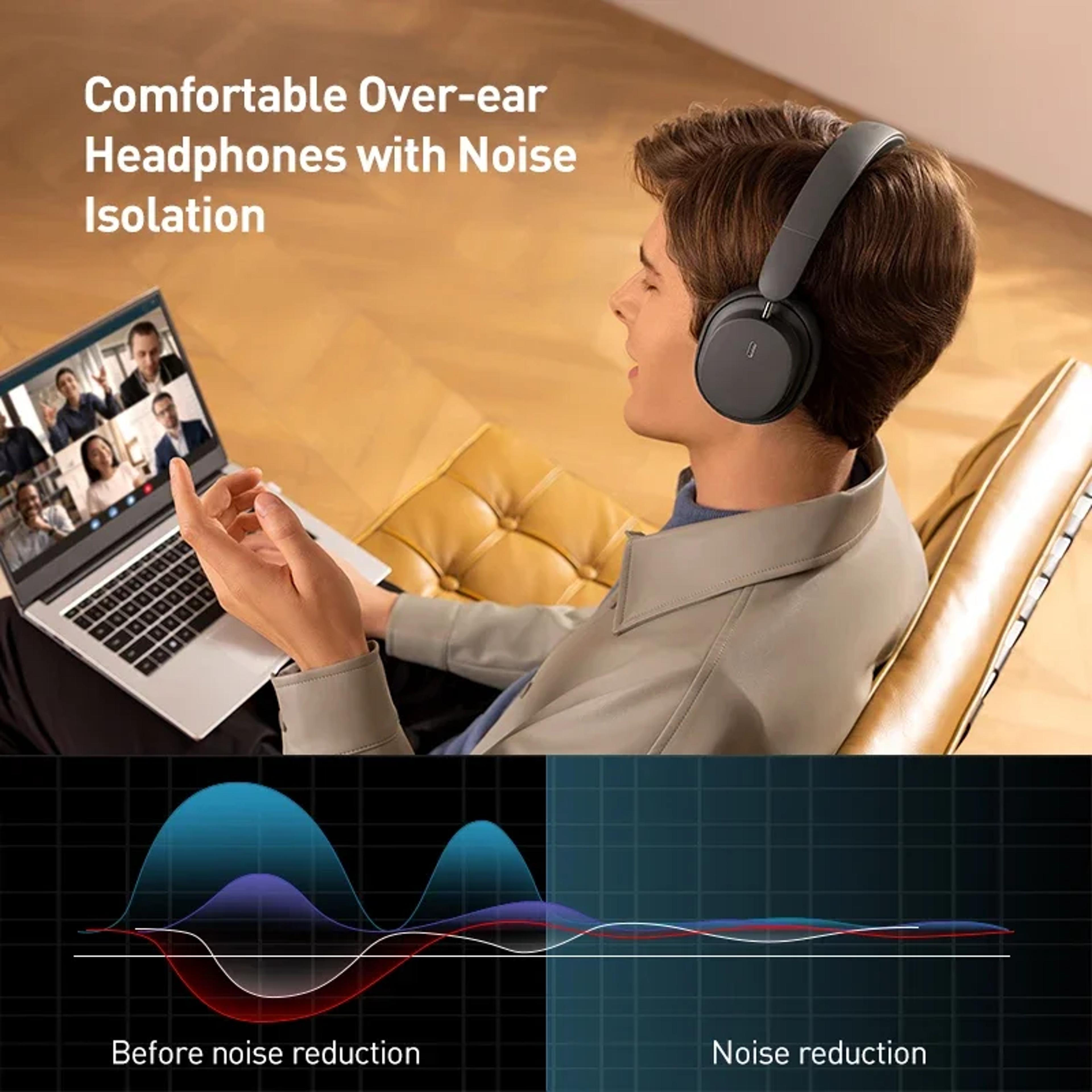 Baseus Bowie Wireless Over Ear Headphones With Bluetooth Spatial Audio  Playtime 1