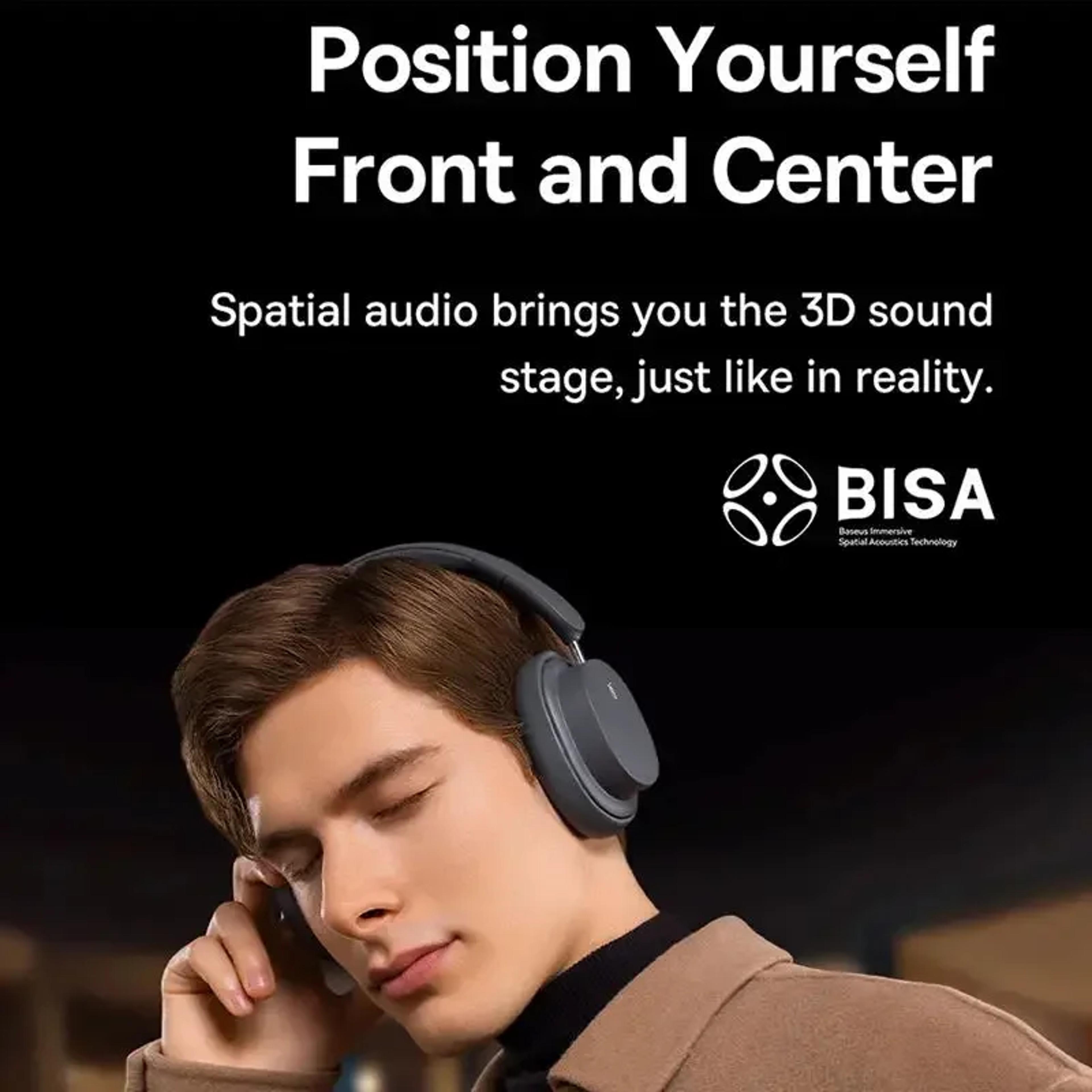 Baseus Bowie Wireless Over Ear Headphones With Bluetooth Spatial Audio  Playtime 3