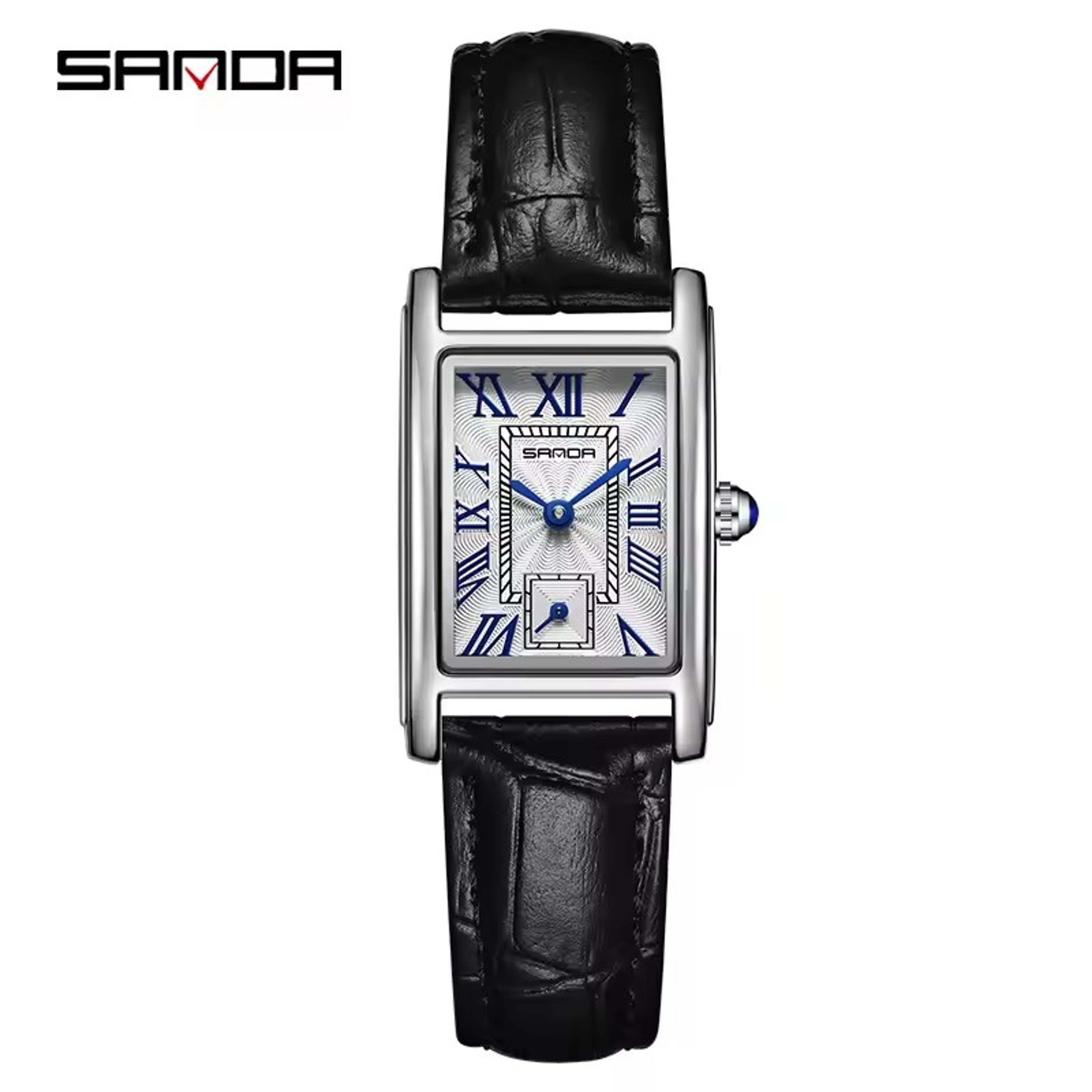 SANDA Elegance Rectangular Quartz Watch For Women Waterproof Leather Dress Watch 3