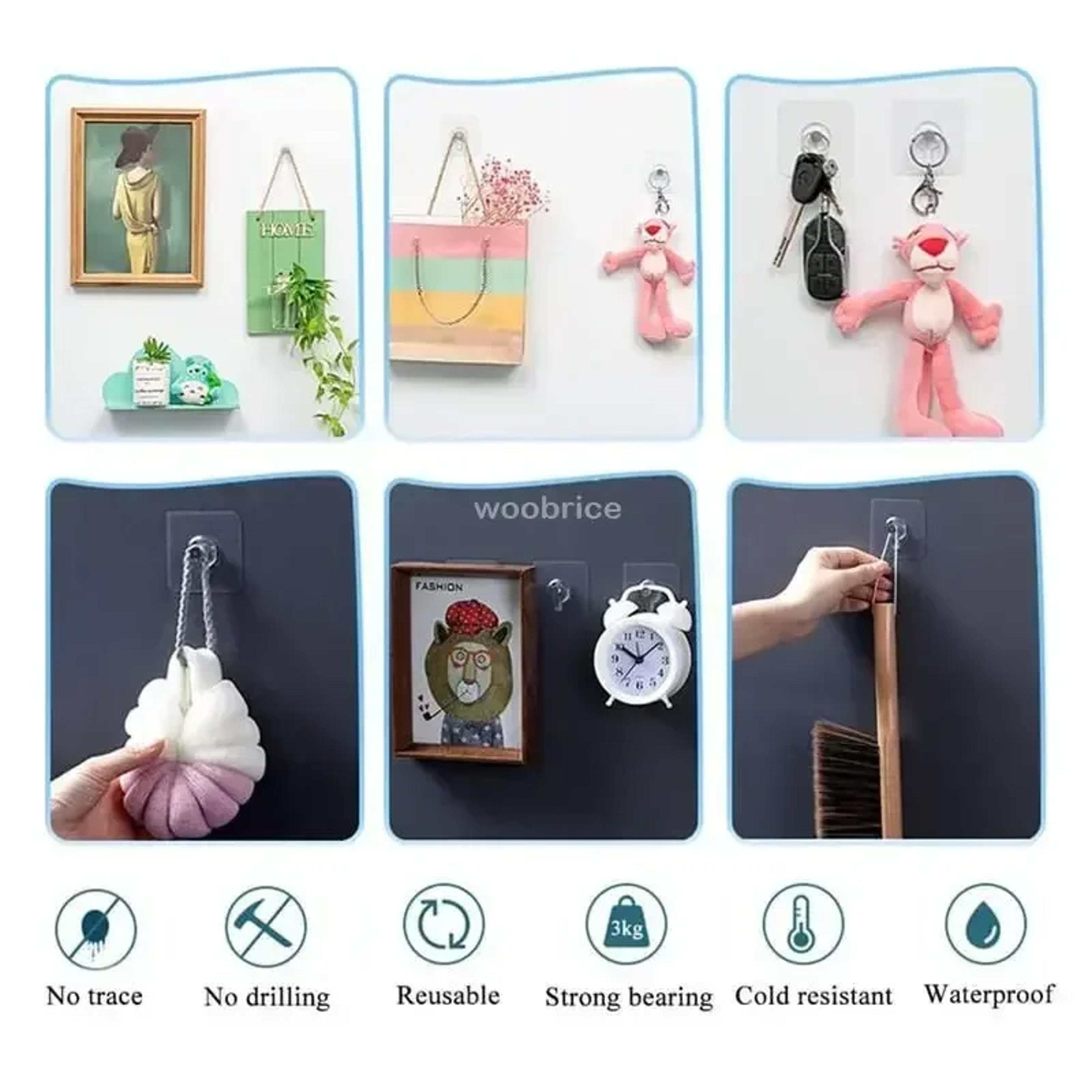 Multi Purpose Self Adhesive Wall Hooks For Photo Frames Door Hanging  Kitchen Storage 5