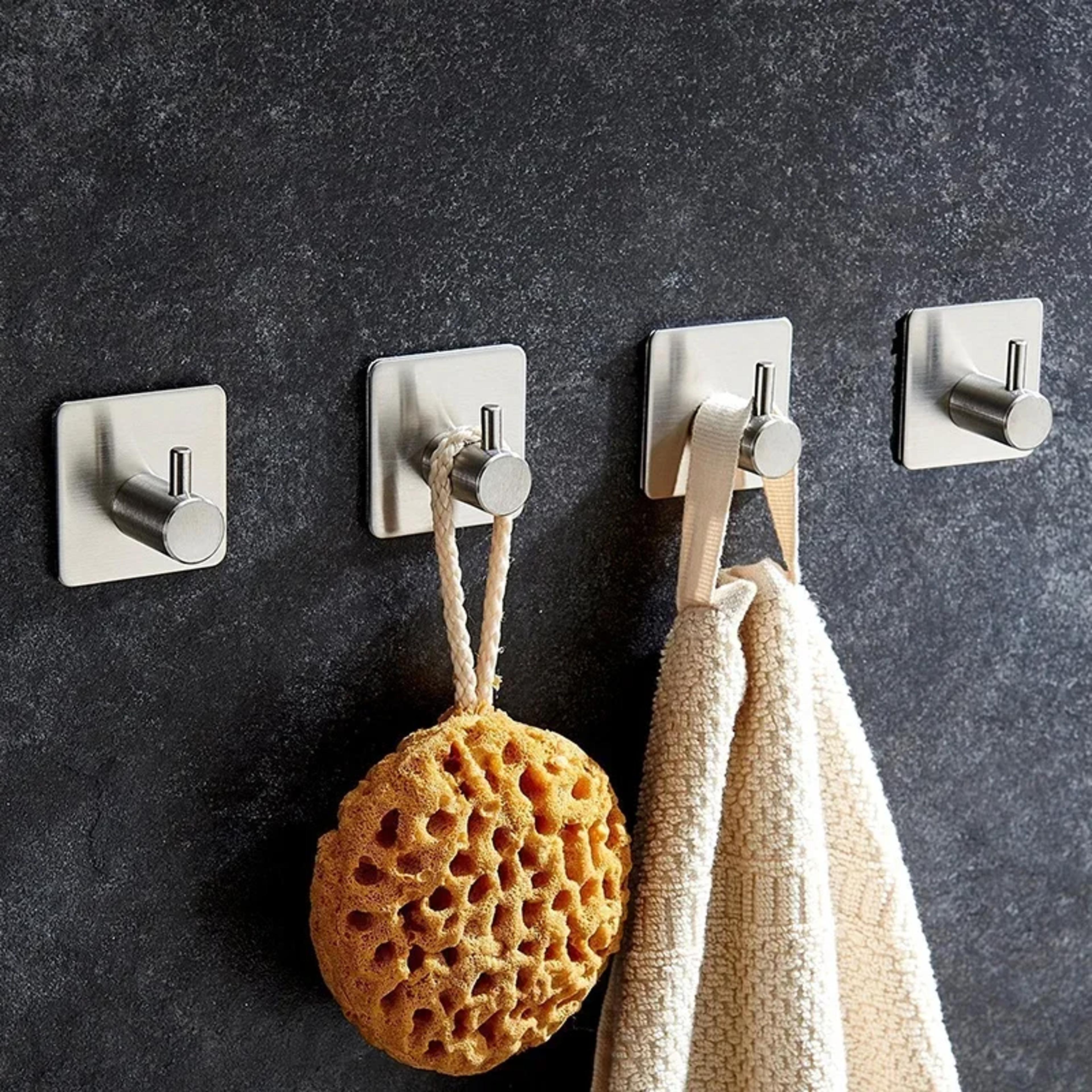 Stainless Steel Self Adhesive Wall Hooks With Sticky Back For Towels Robes  Coats 0