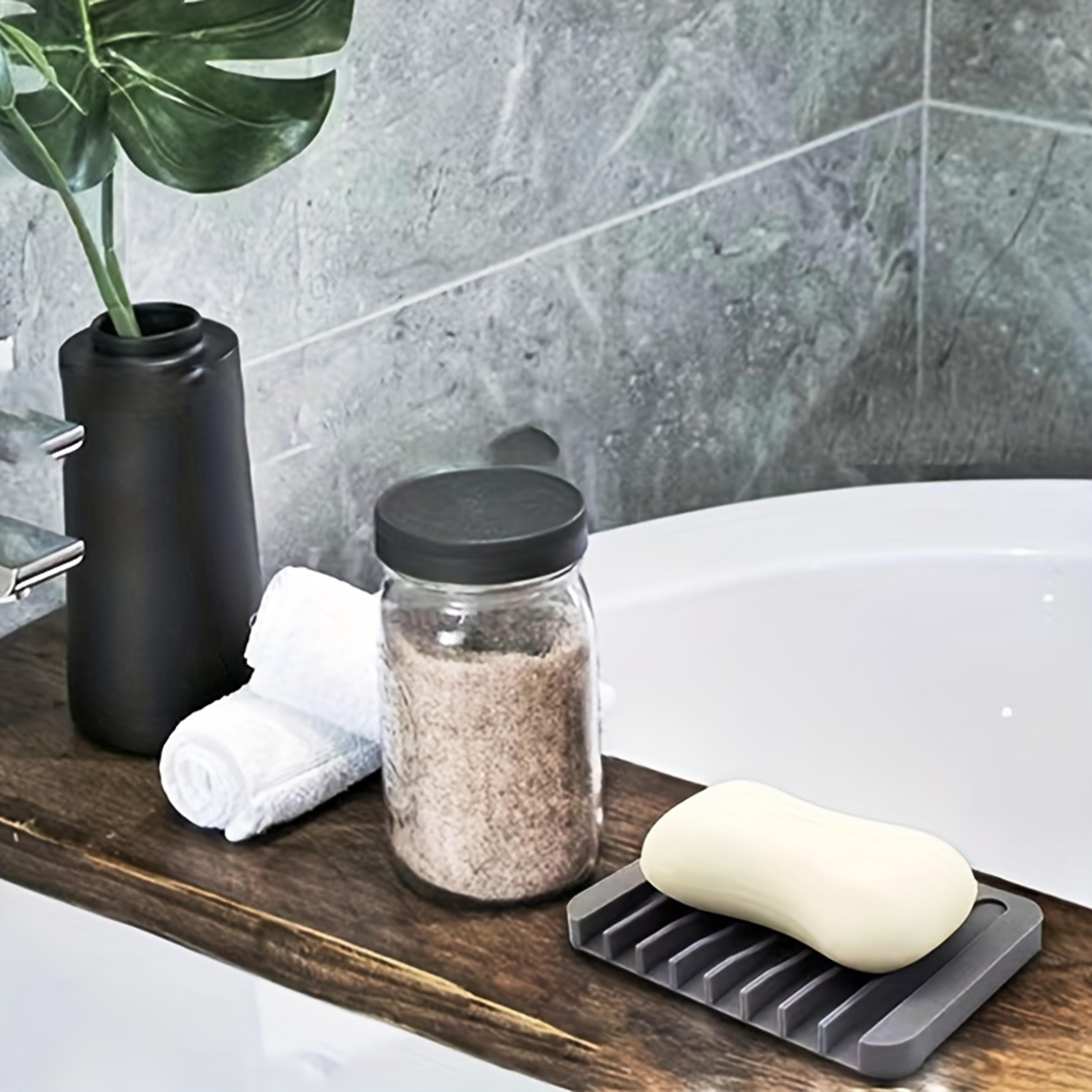 Silicone Soap Holder Draining Soap Dish Non Slip Bathroom  Kitchen Soap Saver Tray 1