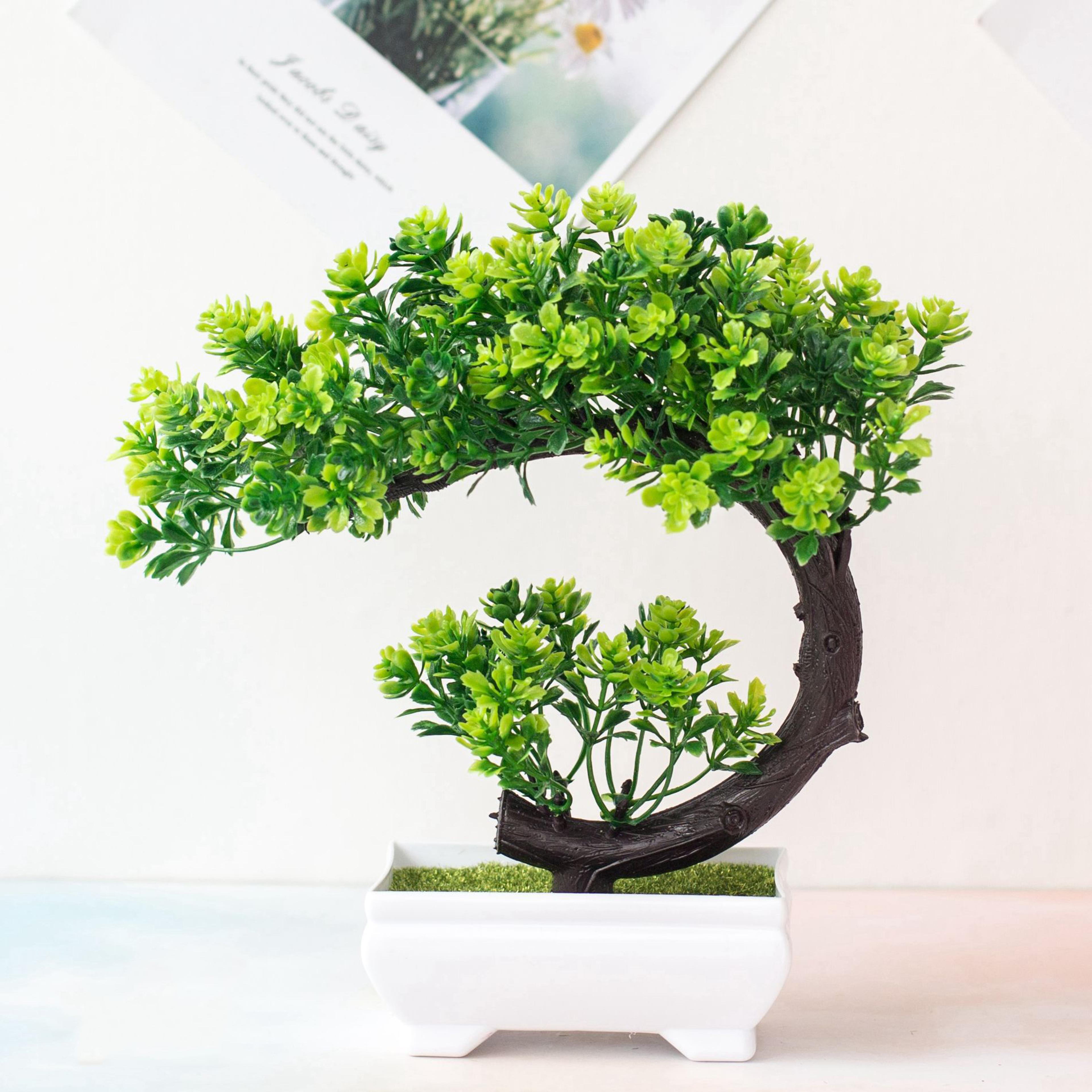 Artificial Bonsai Tree Crescent Moon Floral Desk Decor 5