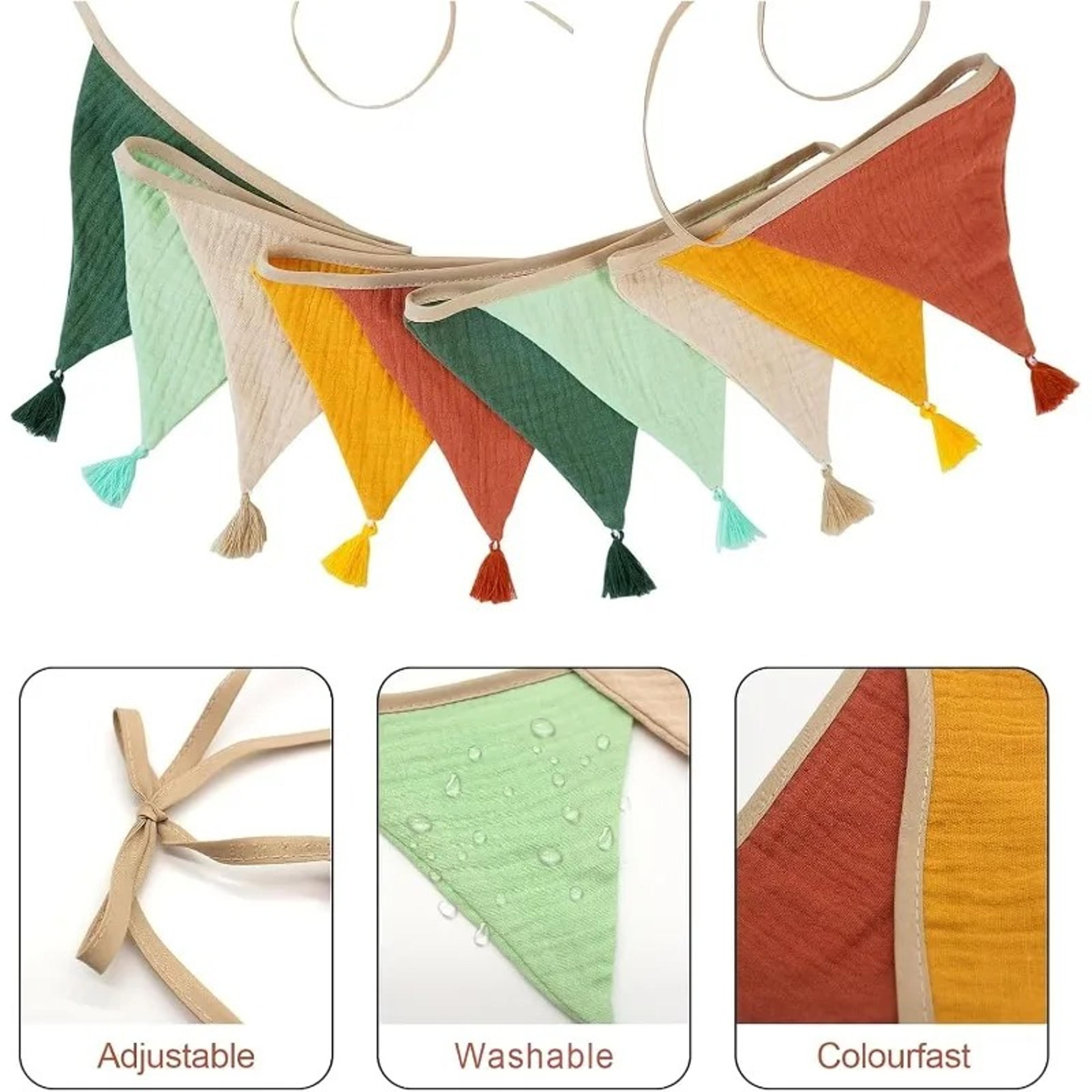 Double Layer Fabric Bunting Banner With Cotton Tassels For Birthday Party Nursery  Home Decor 4