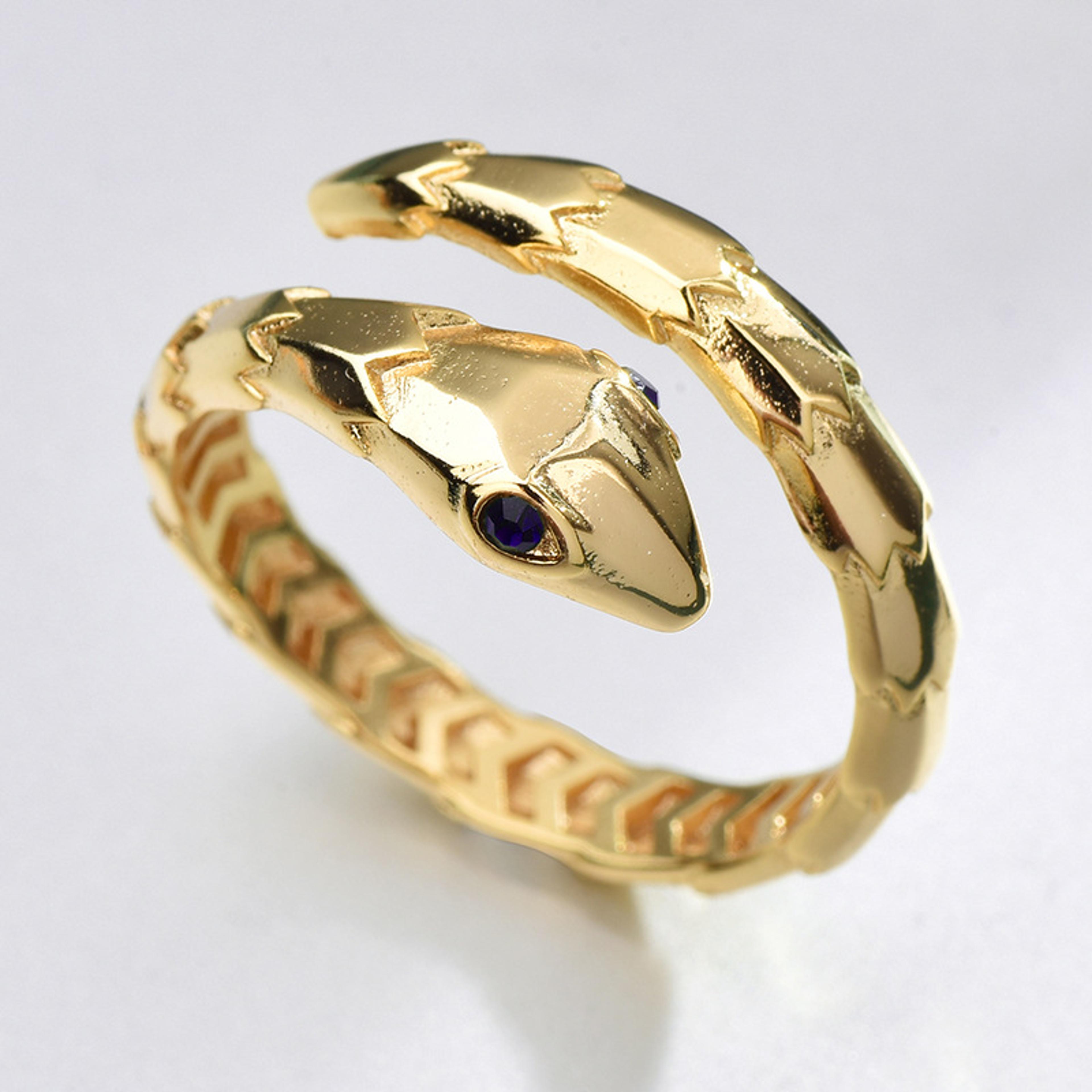 Adjustable Snake Ring Cuff Set For Women Vintage Serpent Ring Statement Jewelry 4