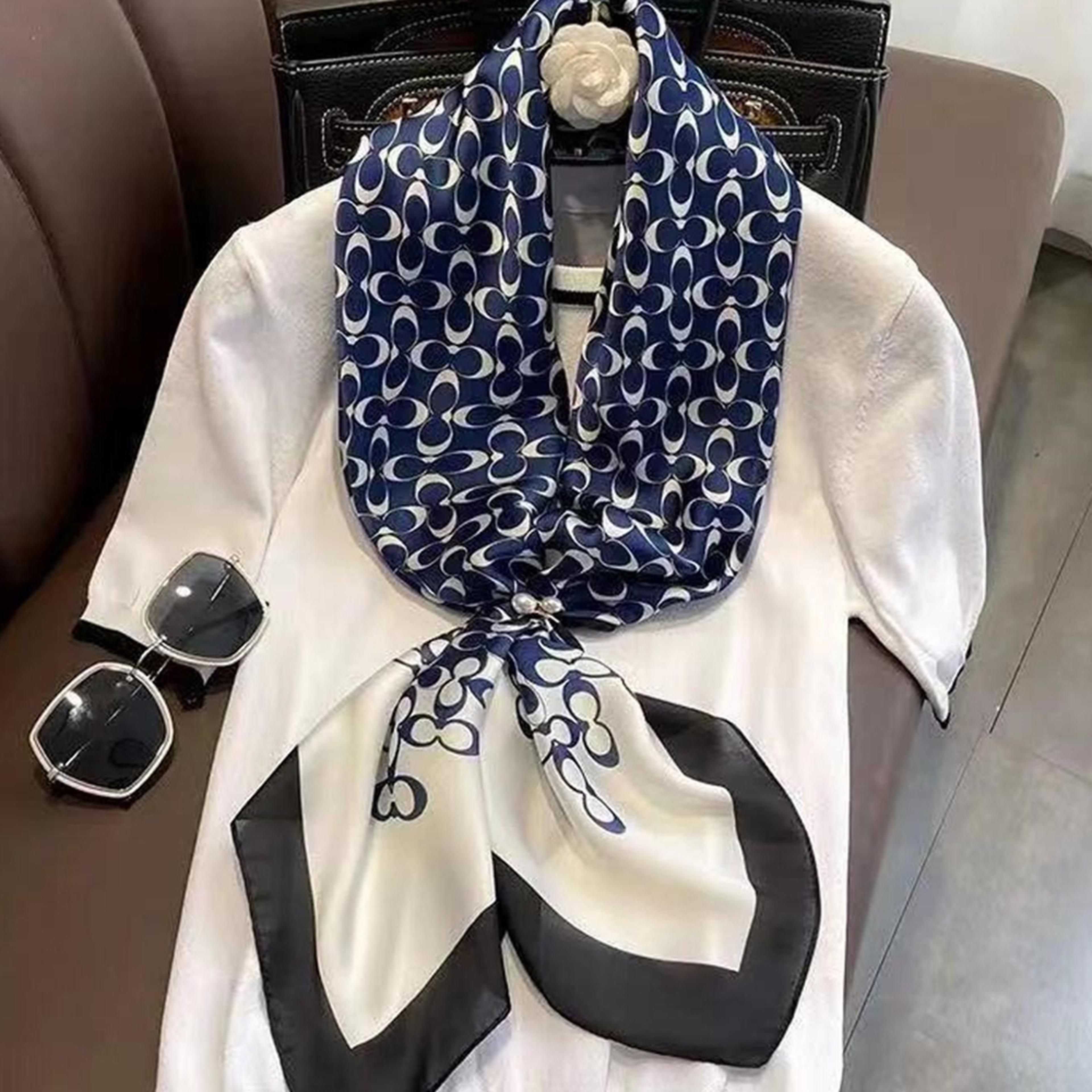 Elegant Silk Scarf Square Scarf For Women Versatile Fashion Head Scarf  Neckerchief 3