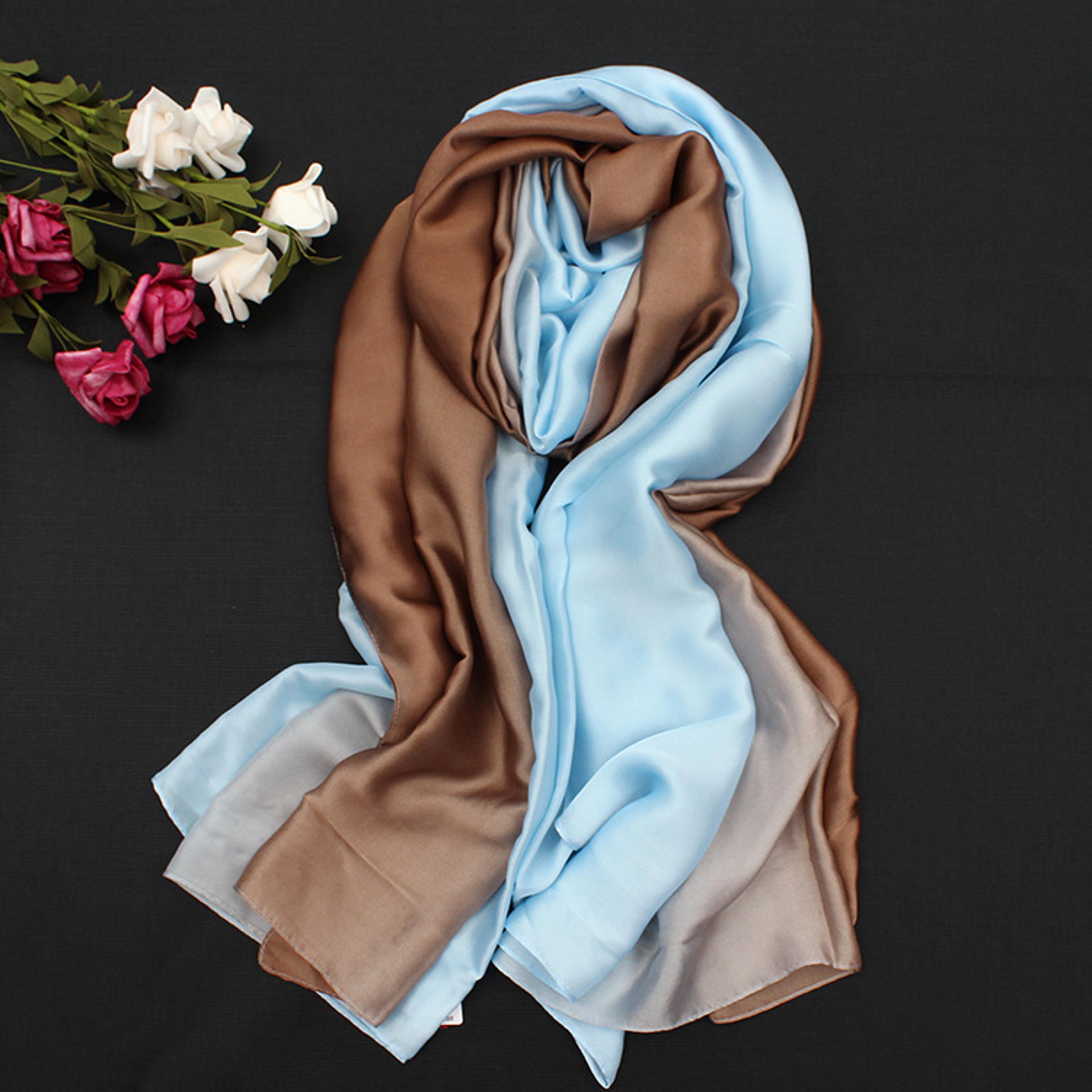 Luxury Chiffon Scarf Gradient Beach Shawl Lightweight Summer Wrap For Women 10