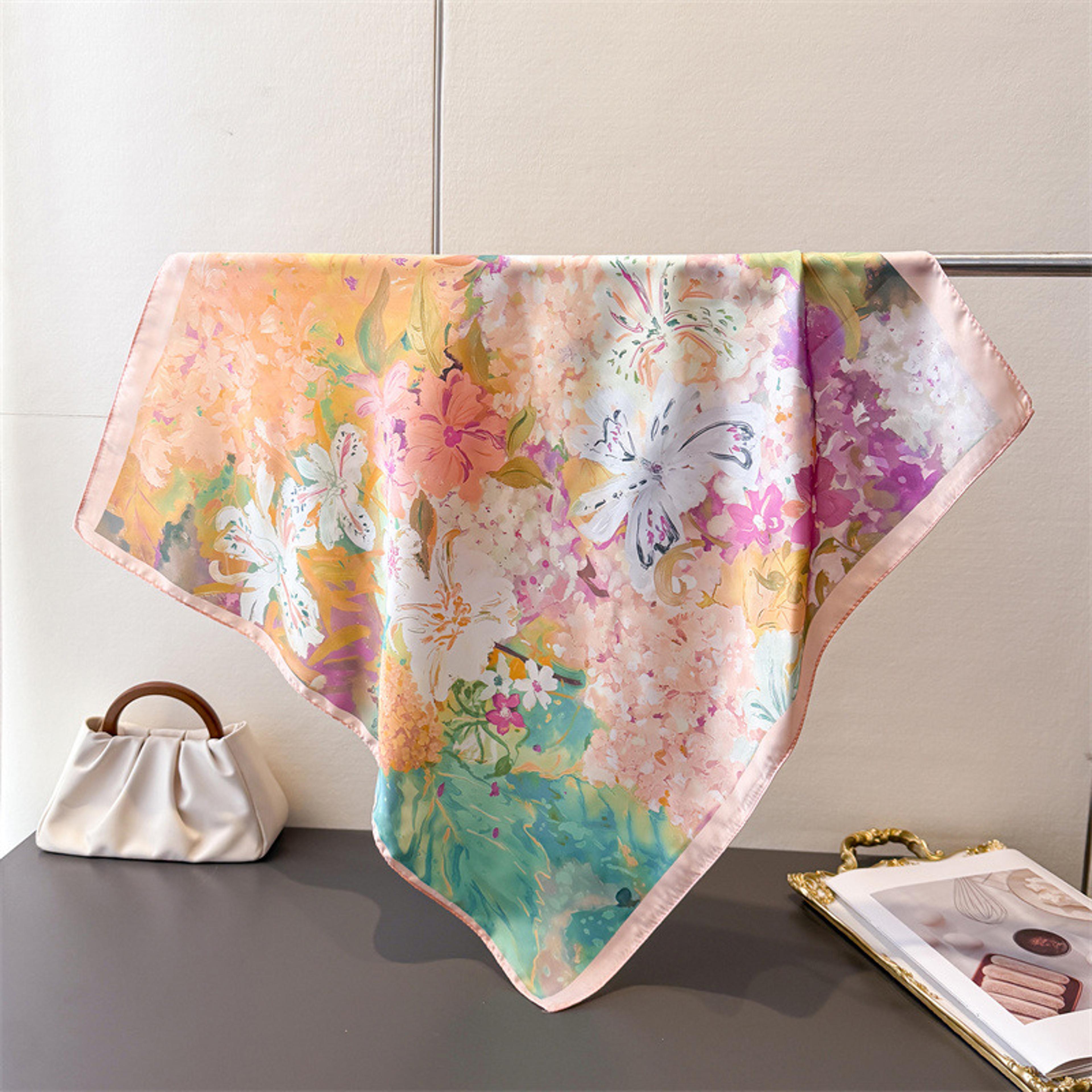 Elegant Silk Scarf For Women Satin Square Hair  Neck Scarf Bandana 2