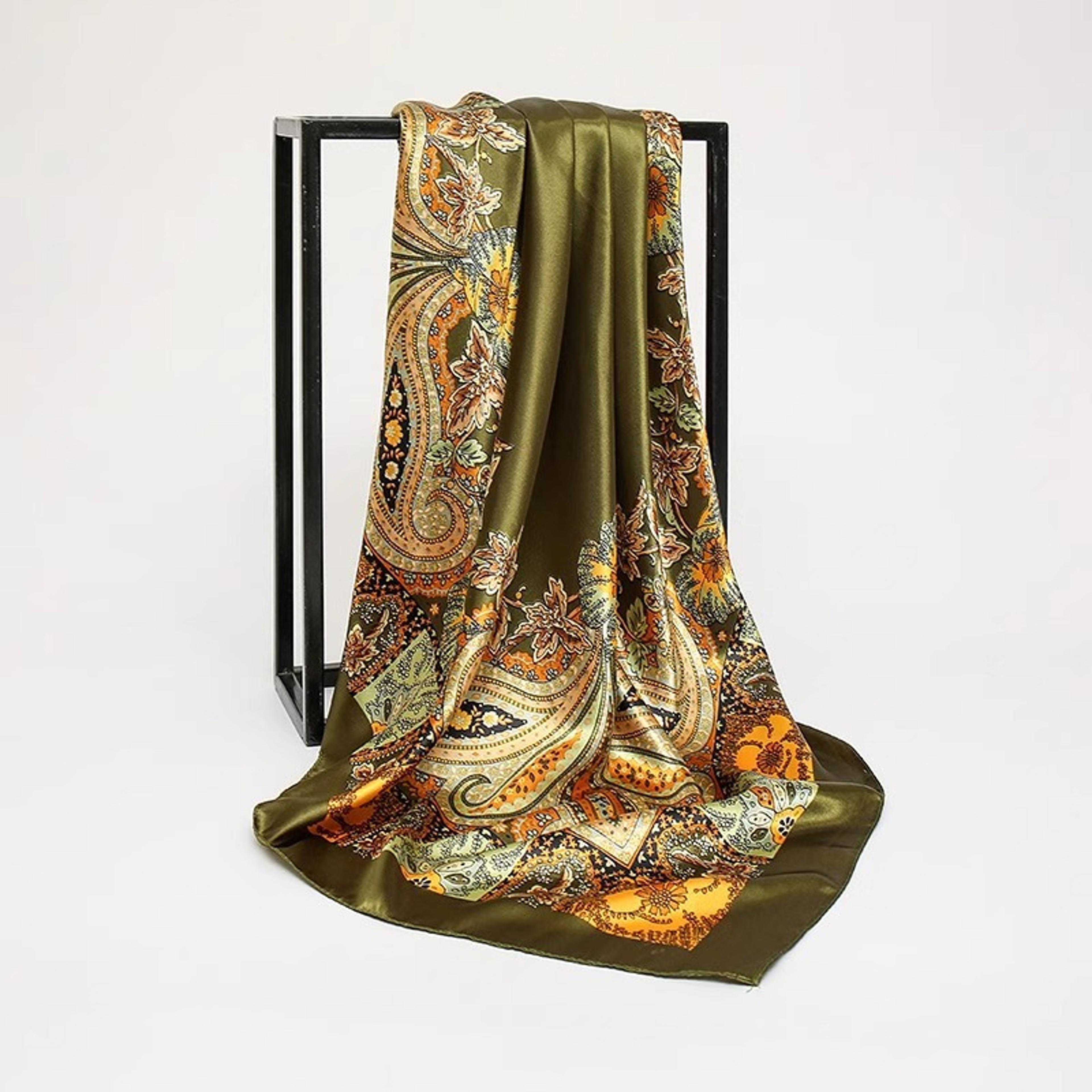 Elegant Silk Scarf For Women Printed Square Silk Scarf For Hair Hijab  Beach Styling 7