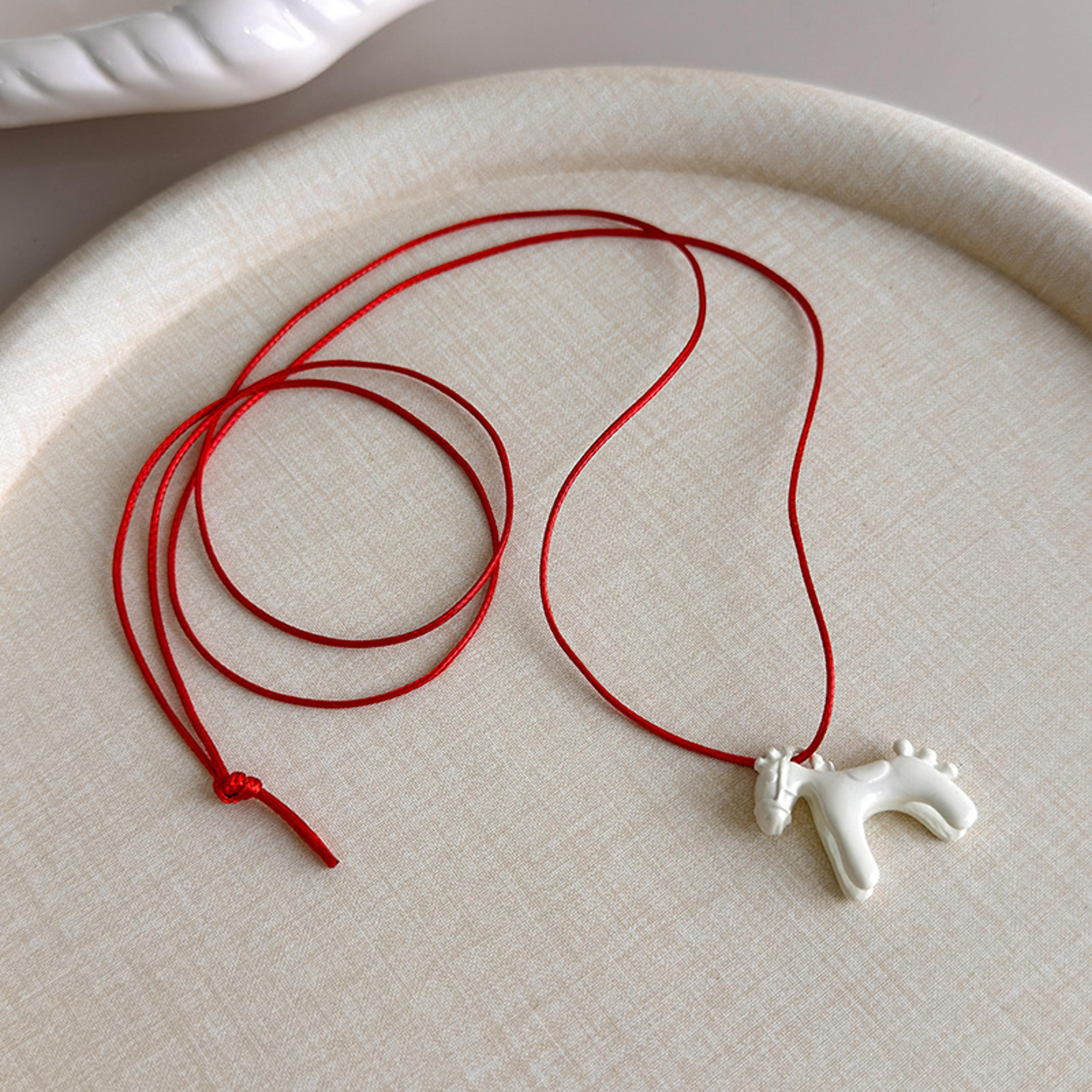 Colorful Horse Pendant Necklace Adjustable Long Sweater Chain For Women 6