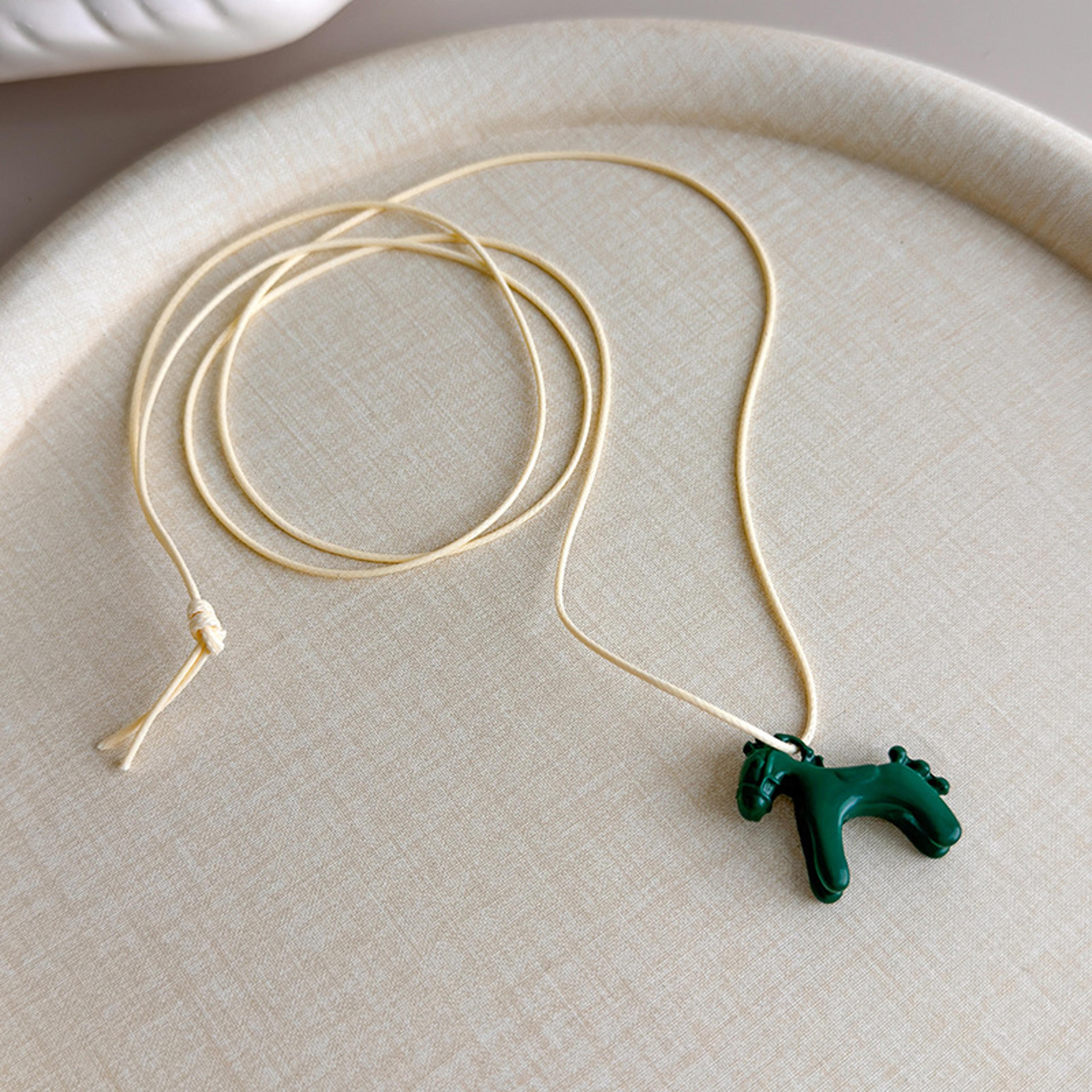 Colorful Horse Pendant Necklace Adjustable Long Sweater Chain For Women 7