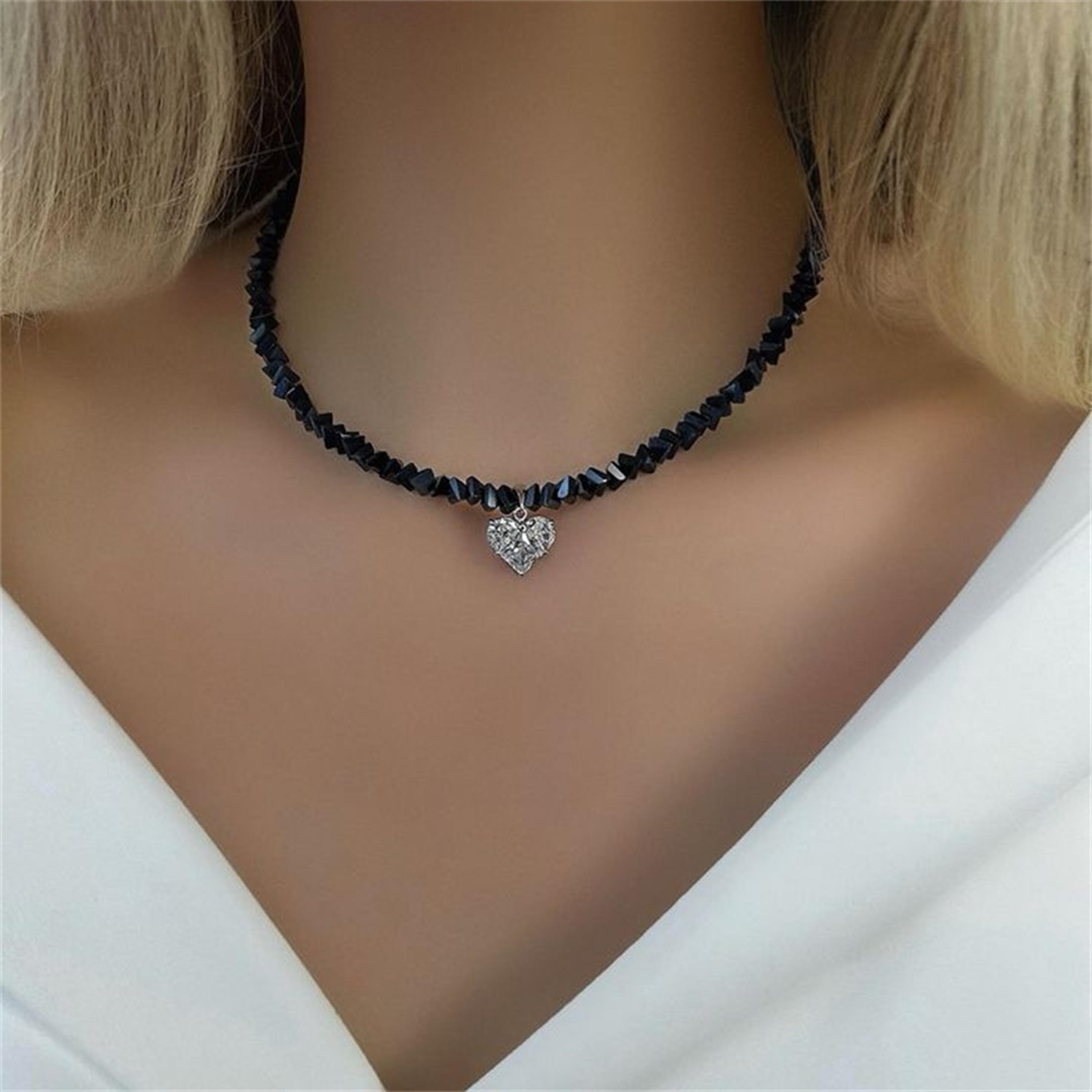 Vintage Heart Pendant Necklace With Crystal Zircon Boho Chain For Women 6