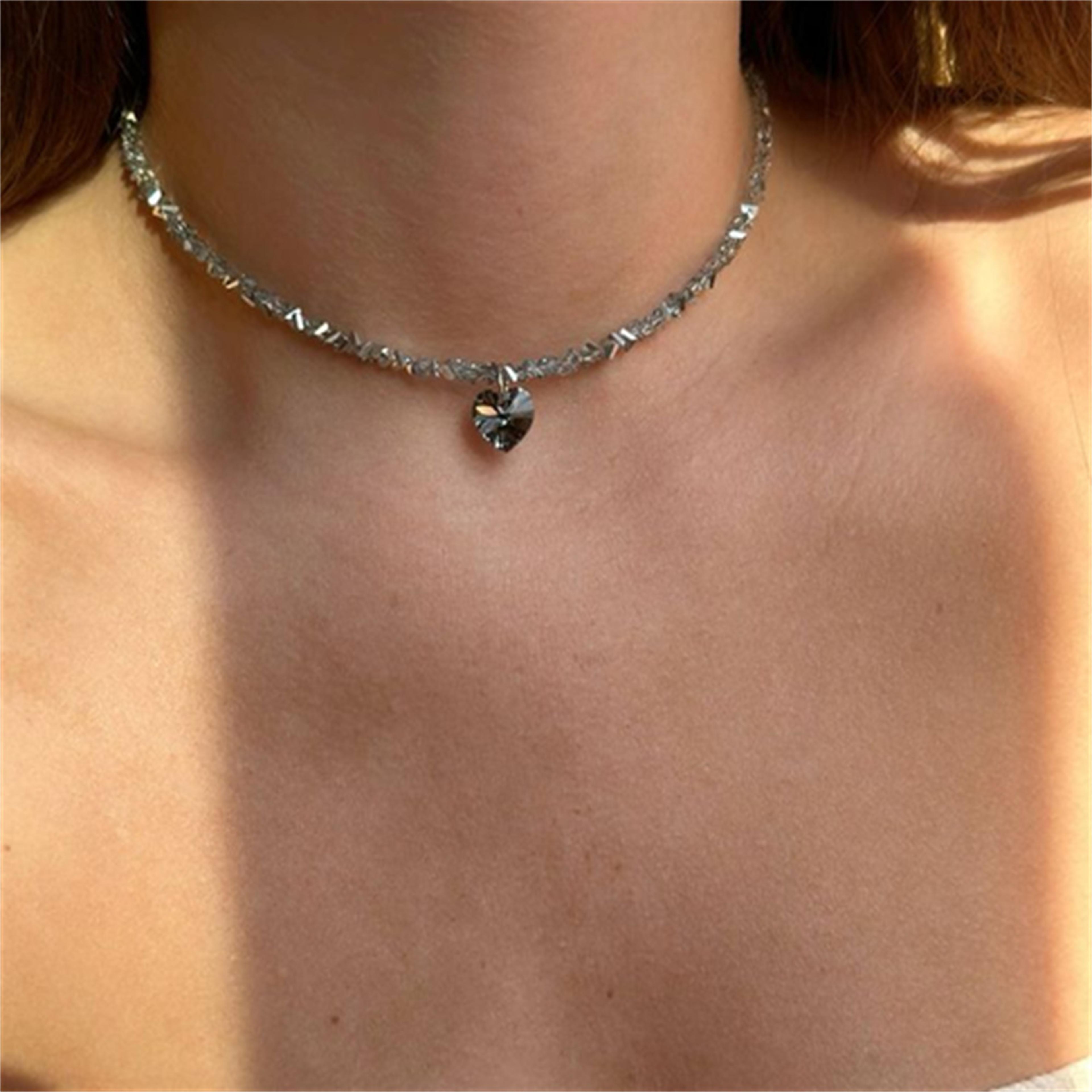 Vintage Heart Pendant Necklace With Crystal Zircon Boho Chain For Women 3
