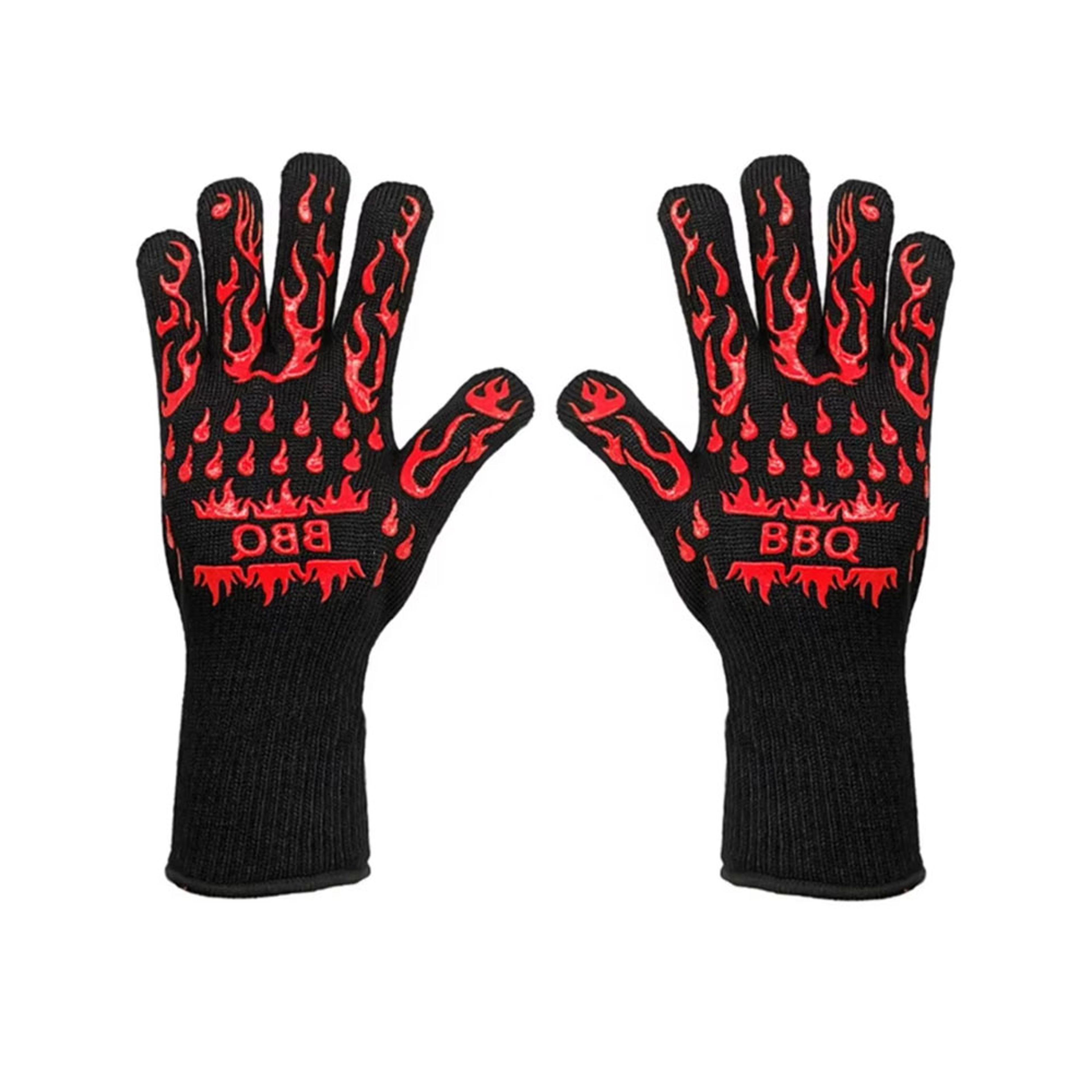 FireShield BBQ Gloves Heat Resistant Grill  Oven Gloves With Non Slip Silicone Grip 11