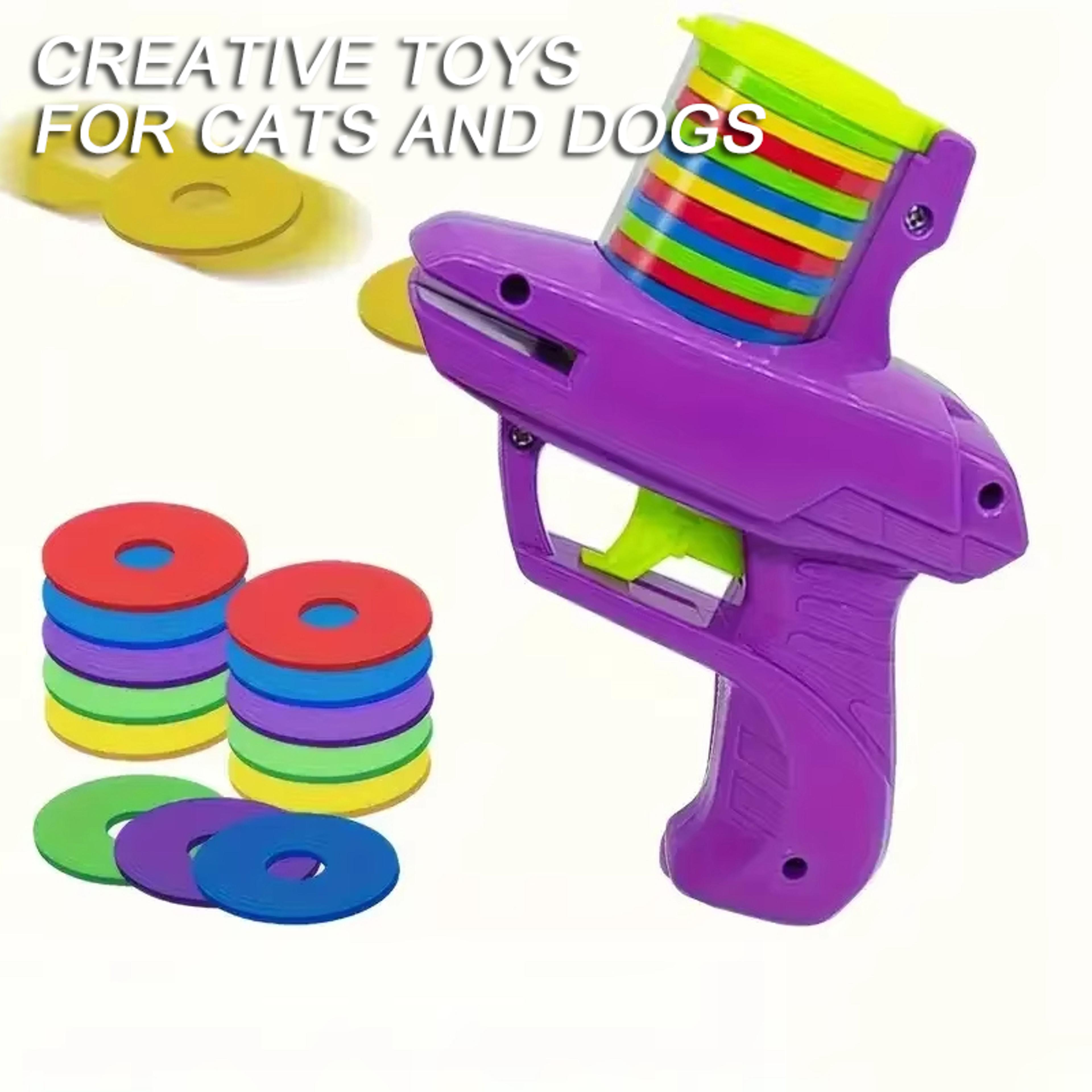 Interactive Cat Toy Turnip Foam Disc Launcher With Reusable Discs For Cats  Small Dogs 0