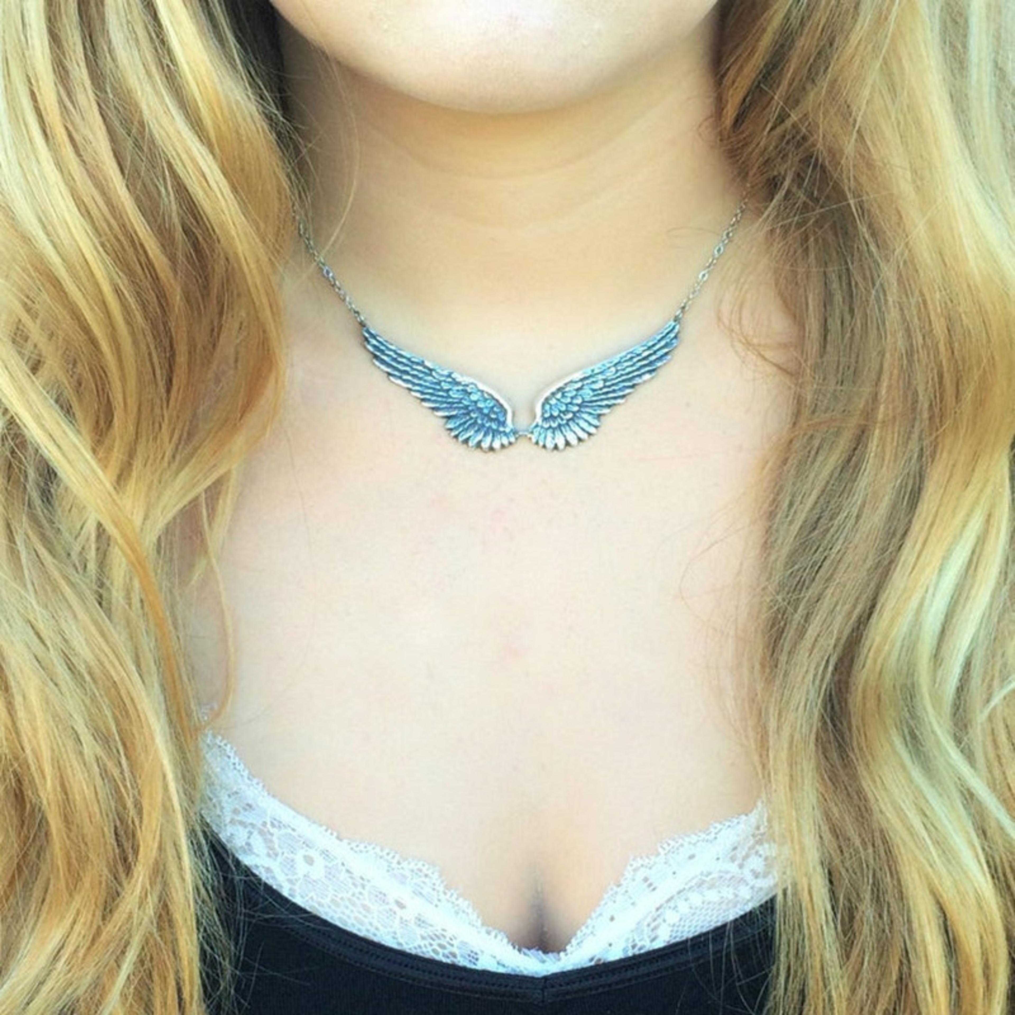 Vintage Angel Wing Necklace Statement Choker With Feather Pendant Chain For Women 2