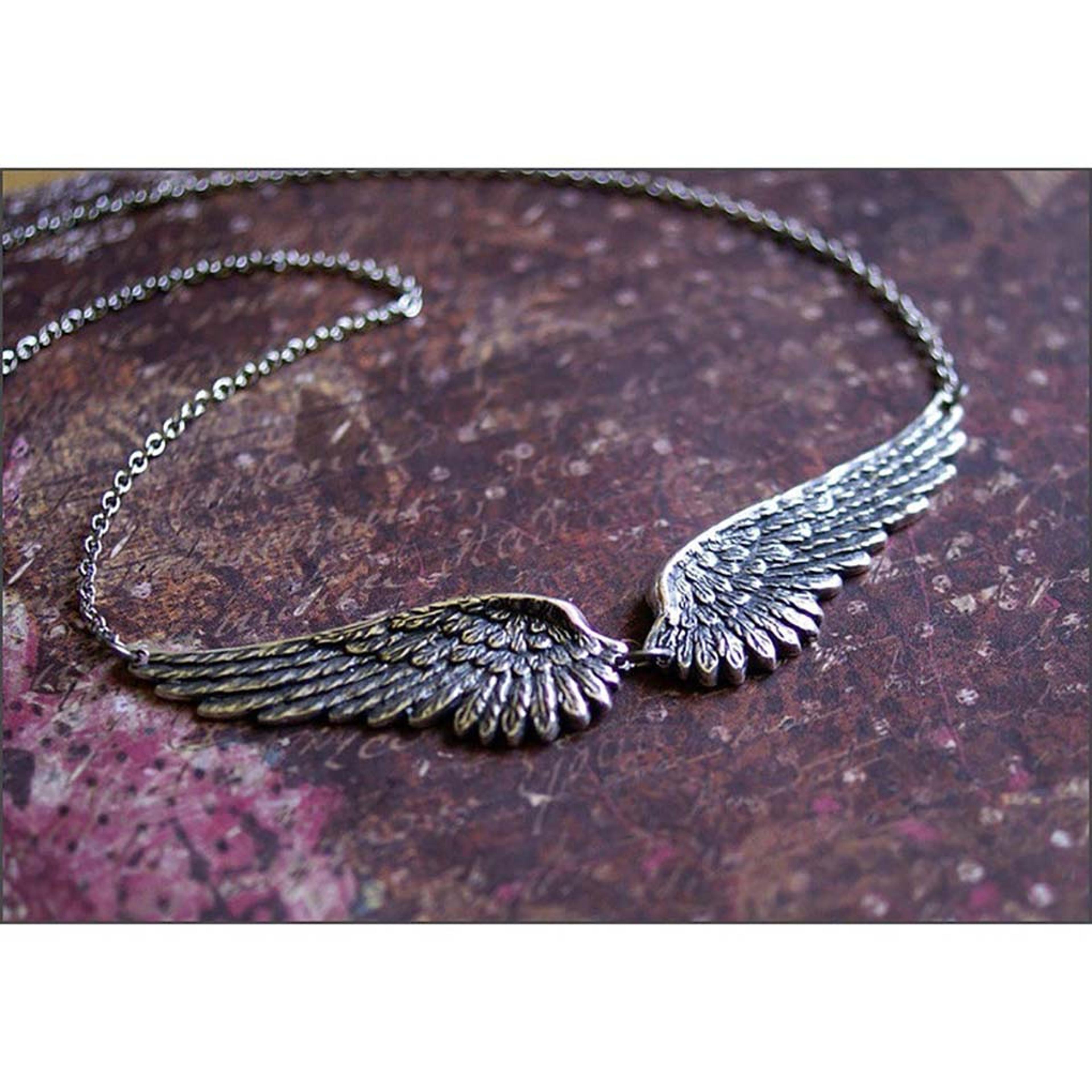 Vintage Angel Wing Necklace Statement Choker With Feather Pendant Chain For Women 3