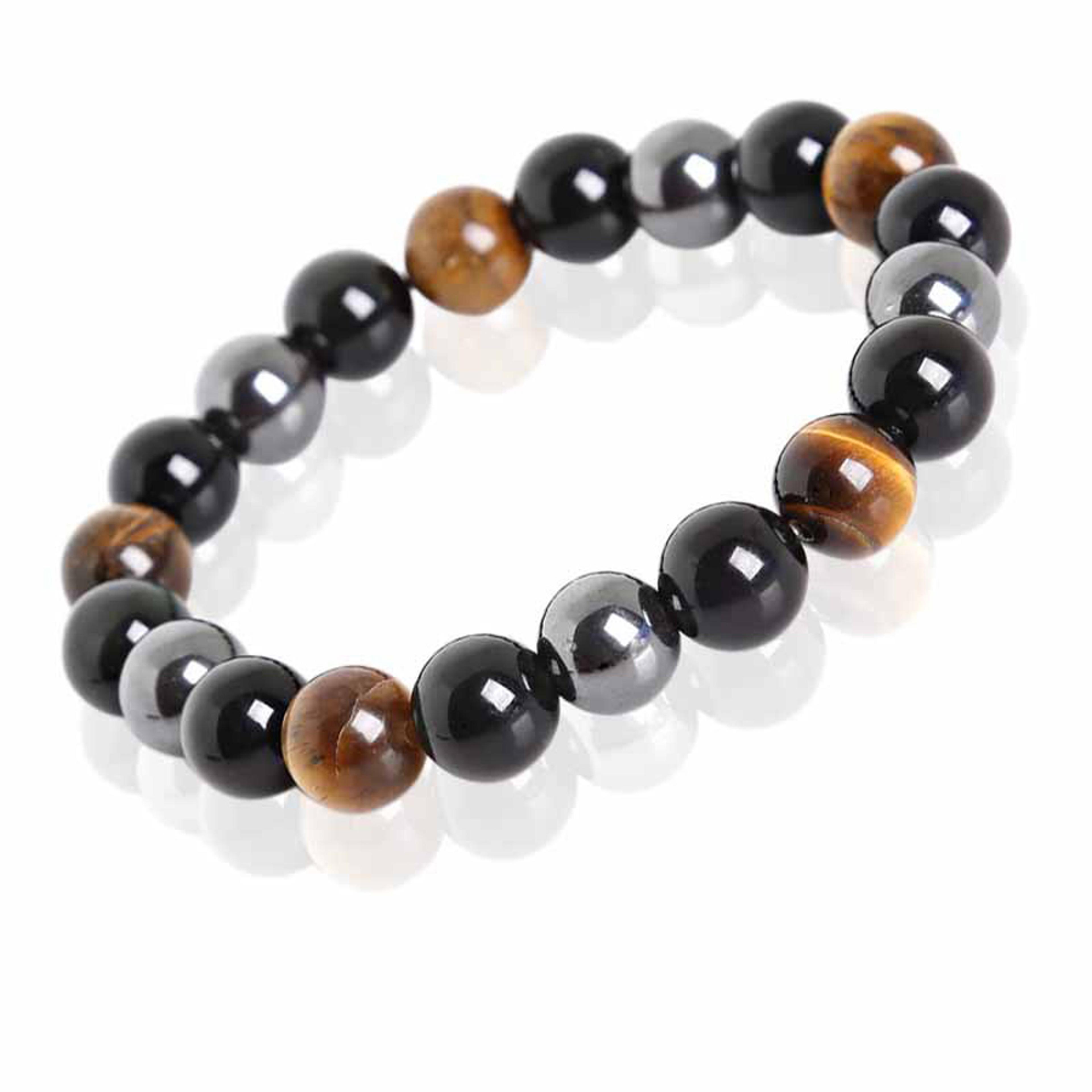 Black Obsidian Bracelet With Tiger Eye  Hematite Beads For Men  Women 4