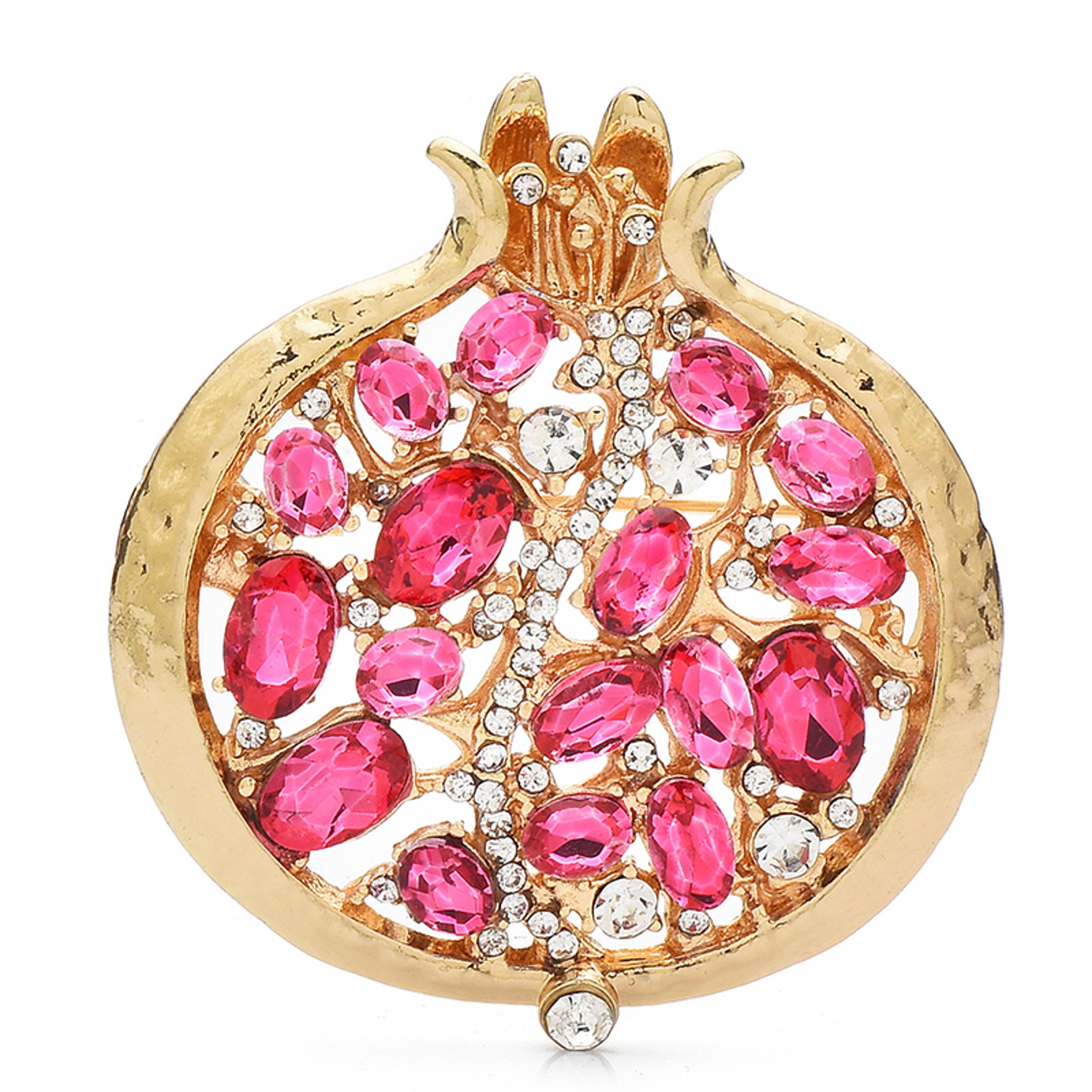Elegant Crystal Pomegranate Brooch Pin For Women Floral Jewelry Gift Accessory 5