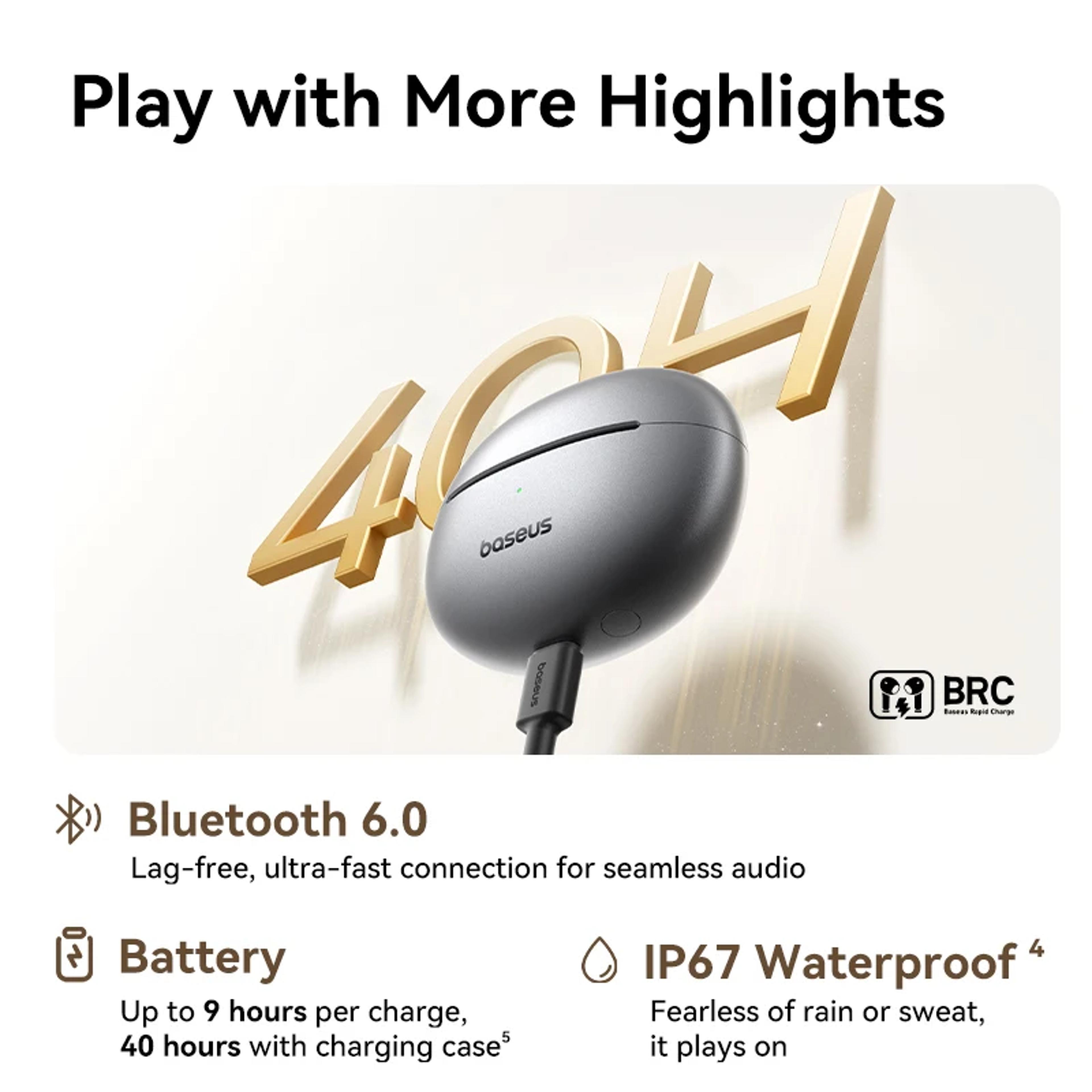 Baseus Pro Open Ear Earbuds Bluetooth Clip On Wireless Earphones With Mic ENC 5