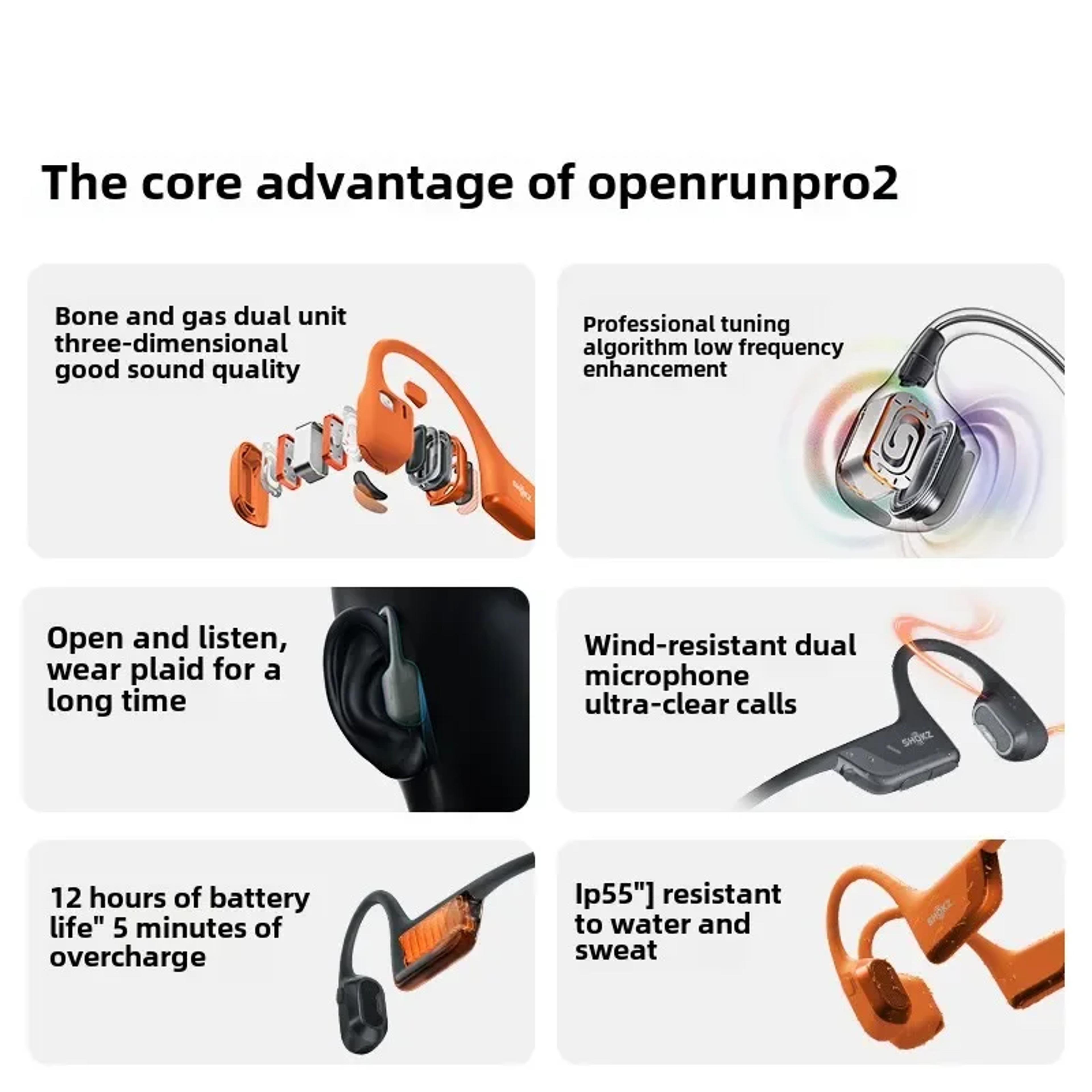 SHOKZ OpenRun Pro Bone Conduction Headphones With Bluetooth Open Ear Sports Design Waterproof 1
